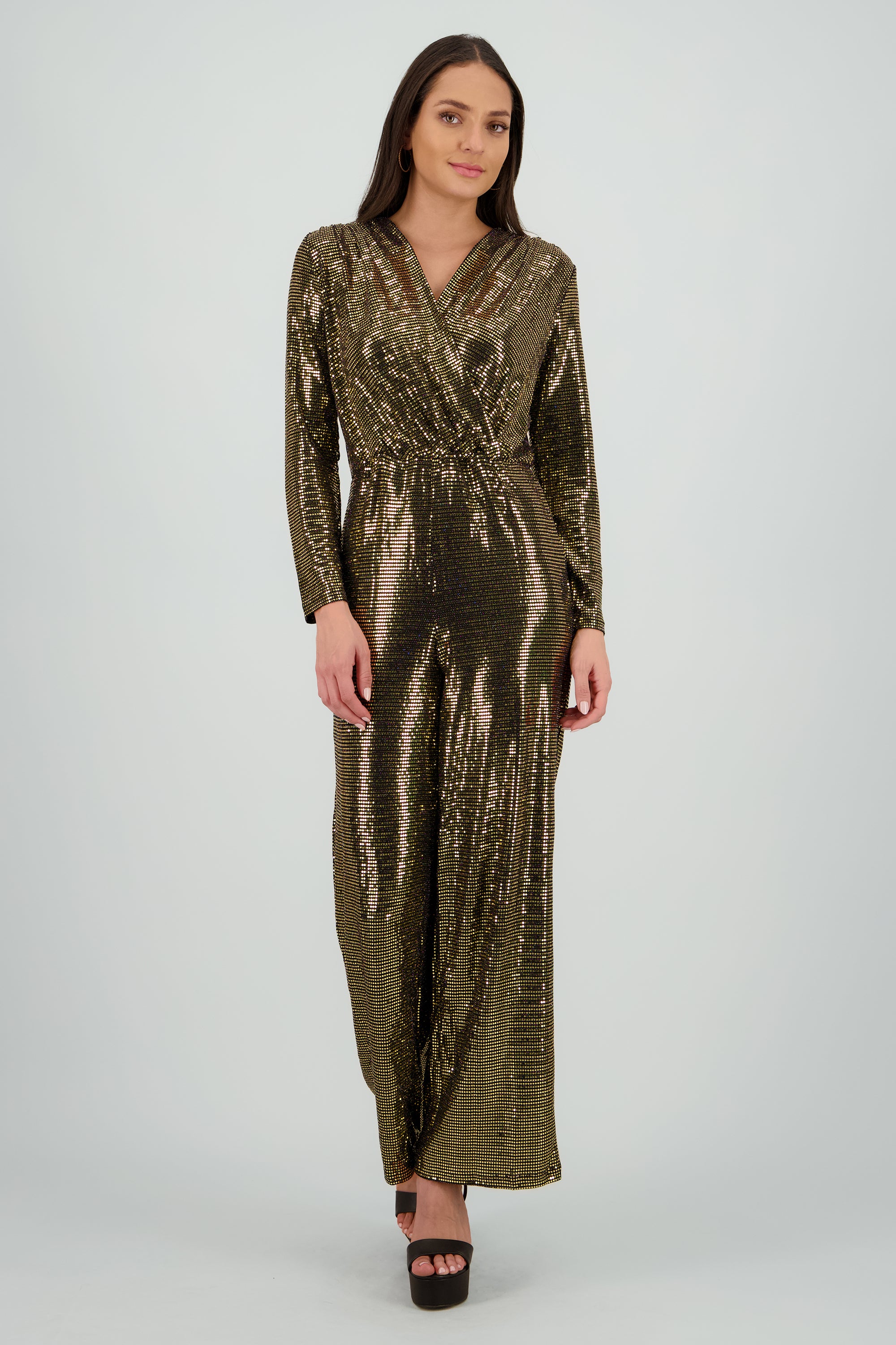 Jumpsuit manga larga con brillos