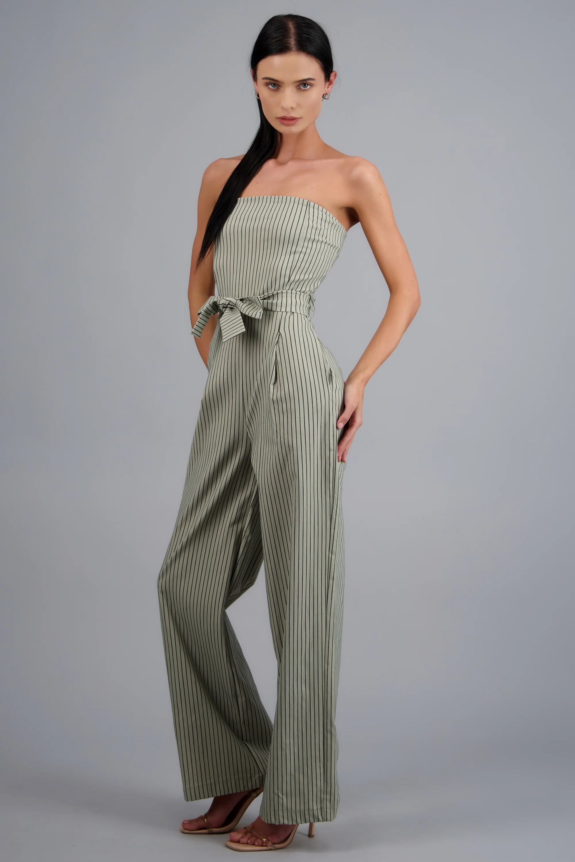 Jumpsuit strapless rayas detalle laso - Image 3