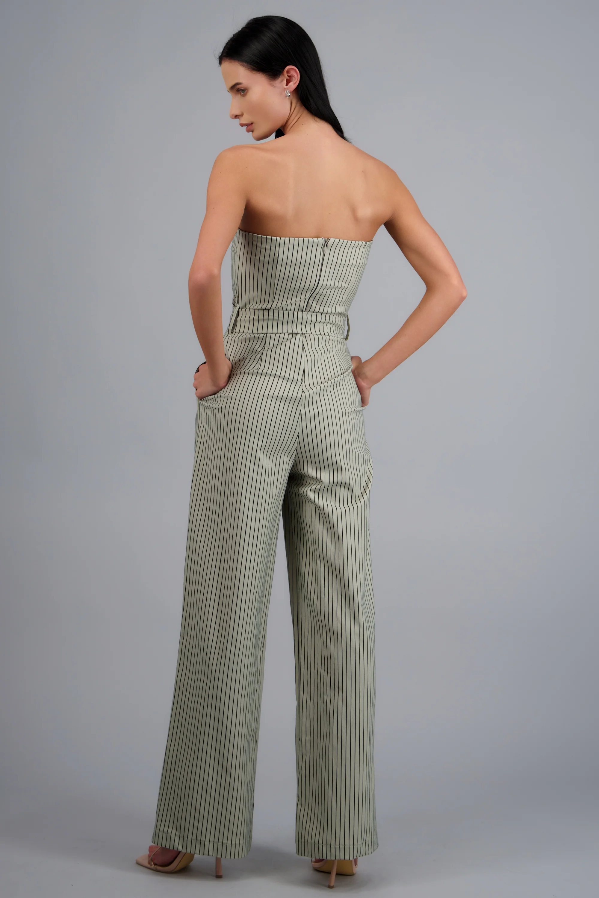 Jumpsuit strapless rayas detalle laso - Image 4
