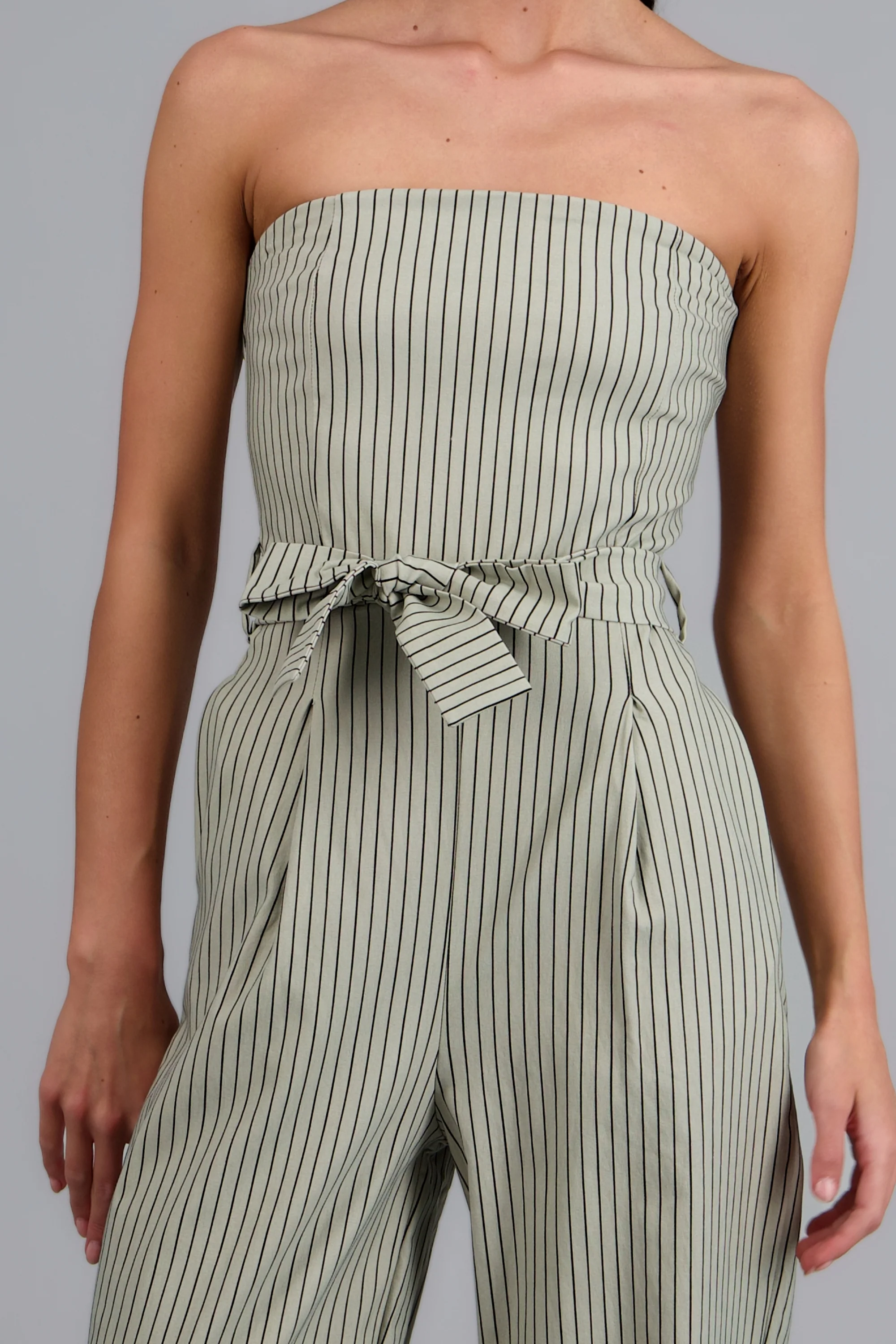 Jumpsuit strapless rayas detalle laso - Image 5