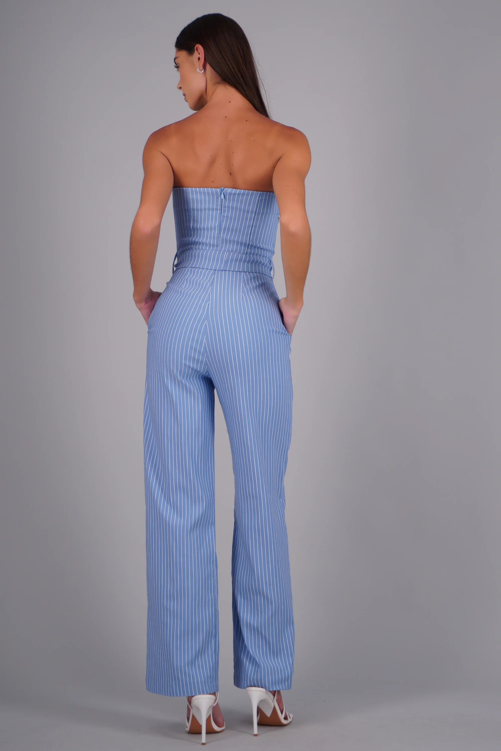 Jumpsuit strapless rayas detalle laso - Image 4