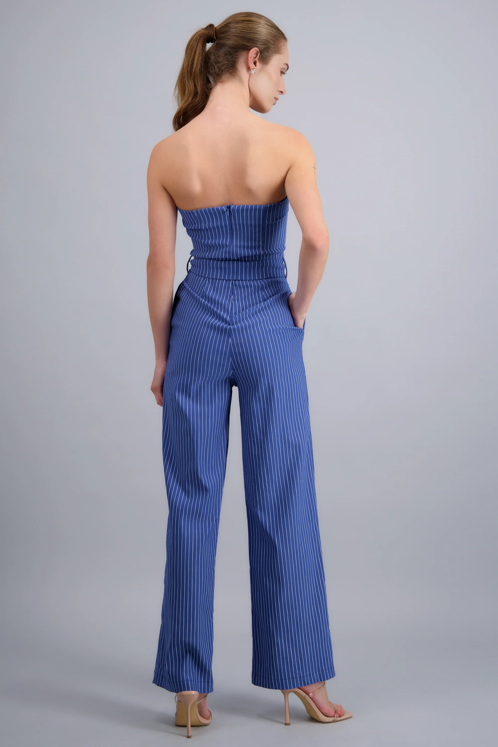 Jumpsuit strapless rayas detalle laso - Image 4