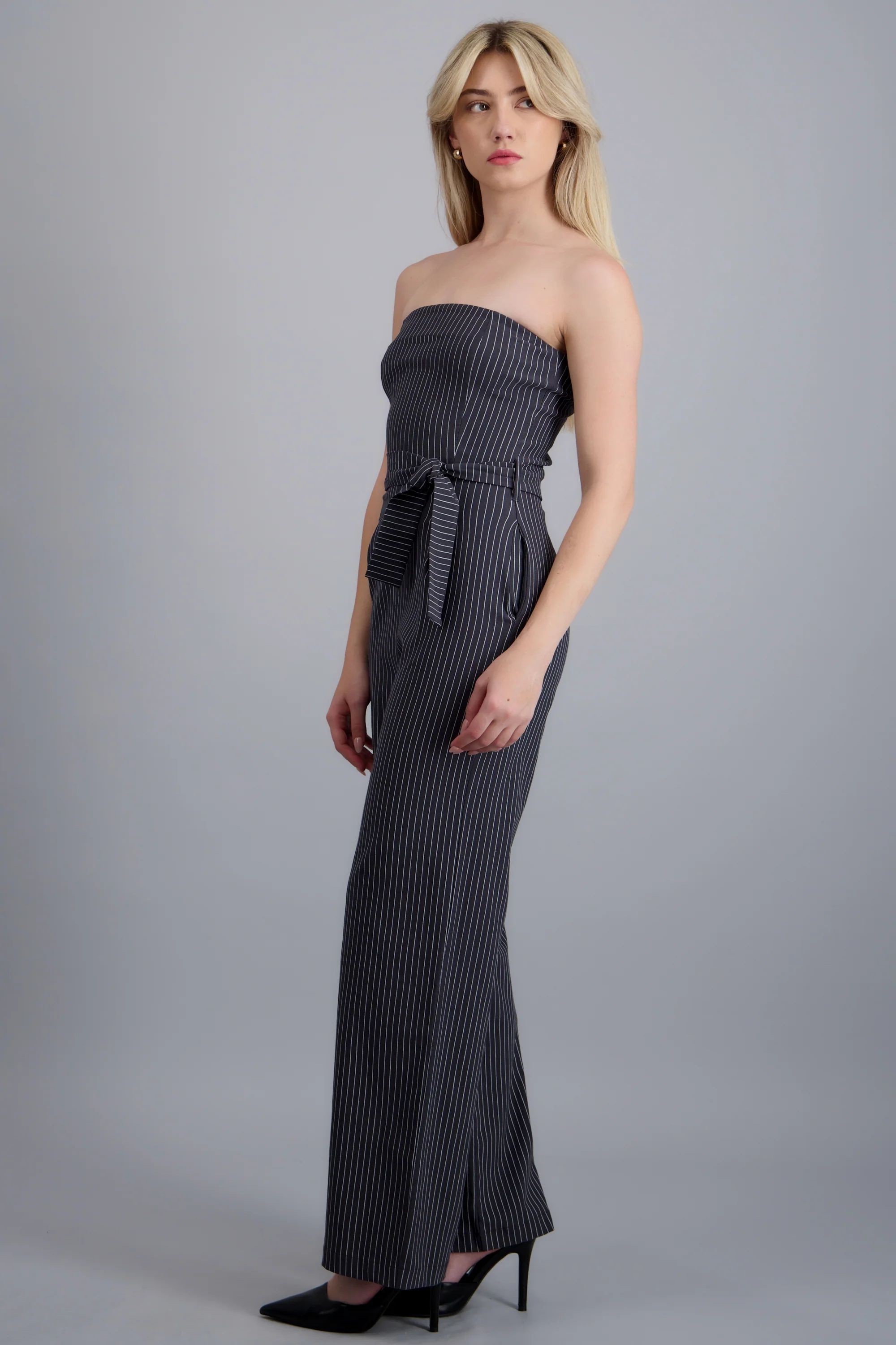 Jumpsuit strapless rayas detalle laso - Image 3