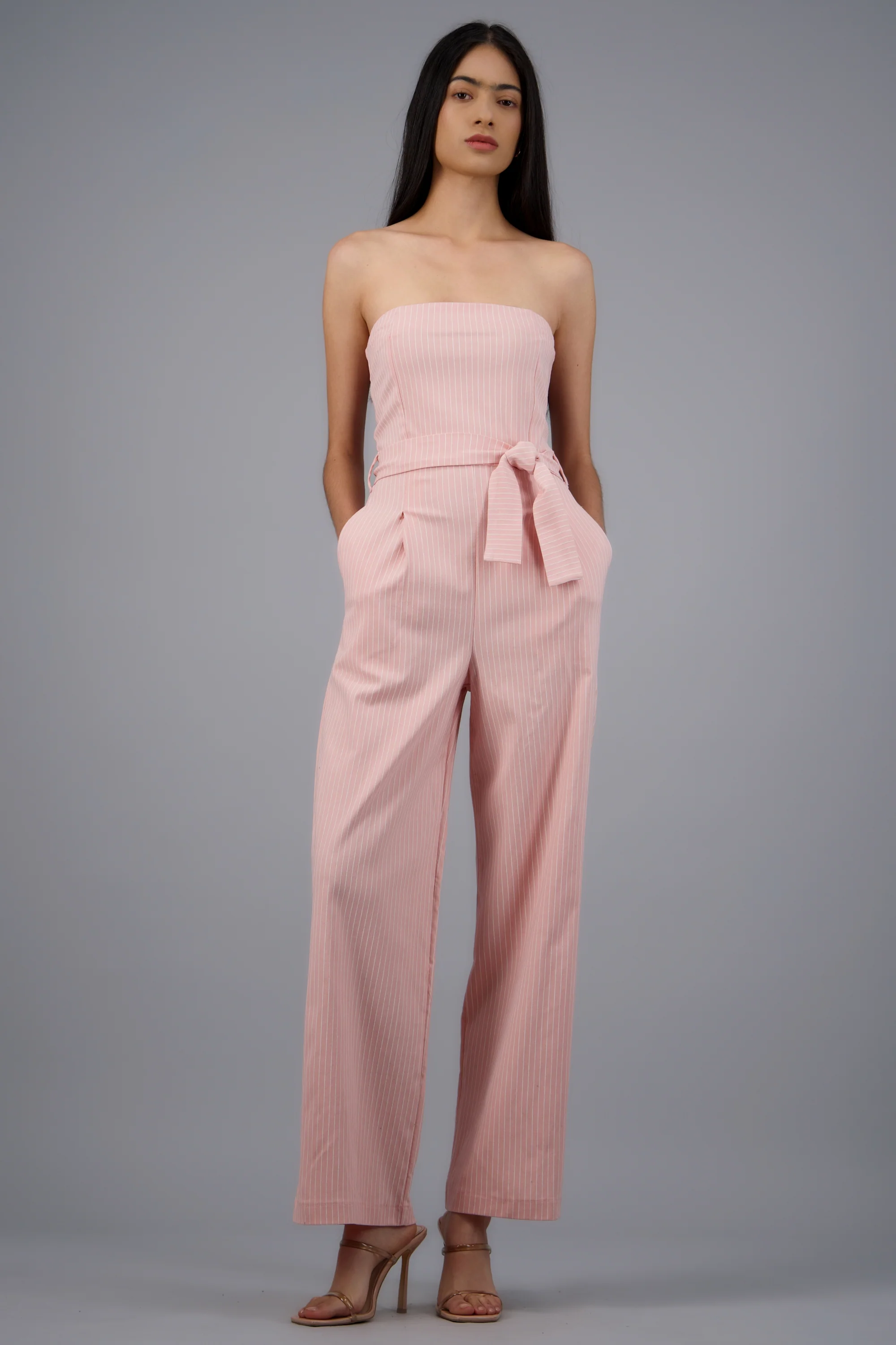 Jumpsuit strapless rayas detalle laso - Image 2