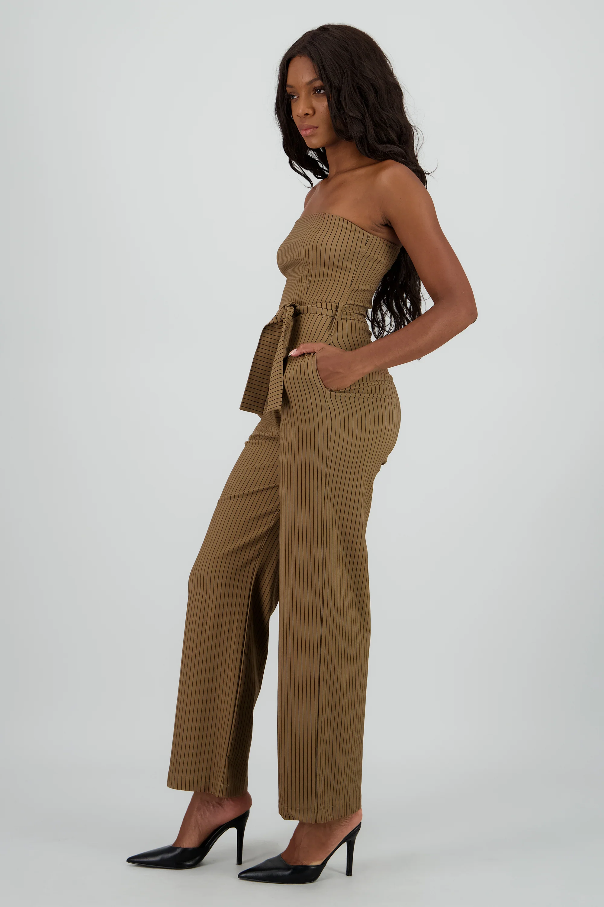 Jumpsuit strapless rayas detalle laso - Image 3