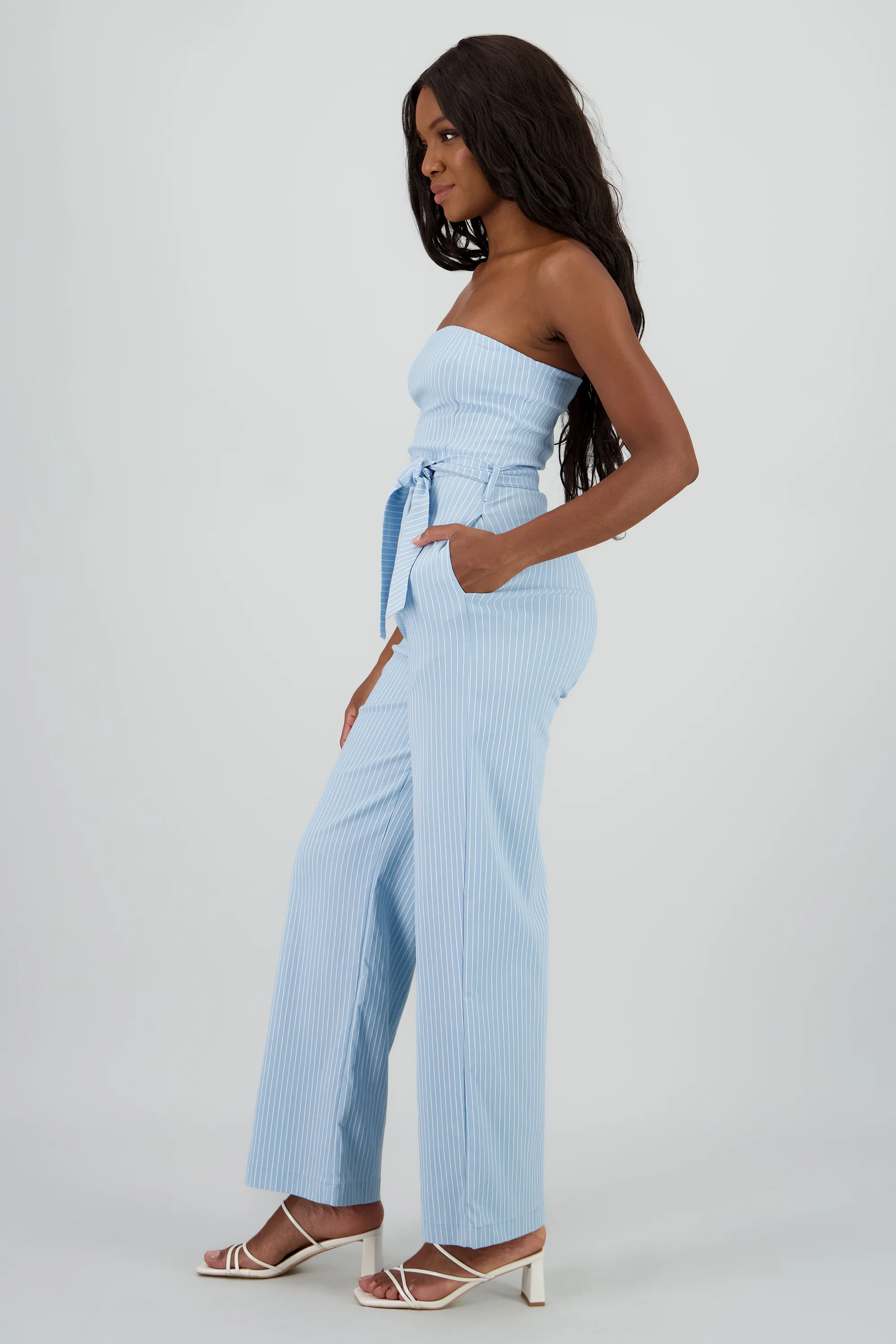 Jumpsuit strapless rayas detalle laso - Image 3