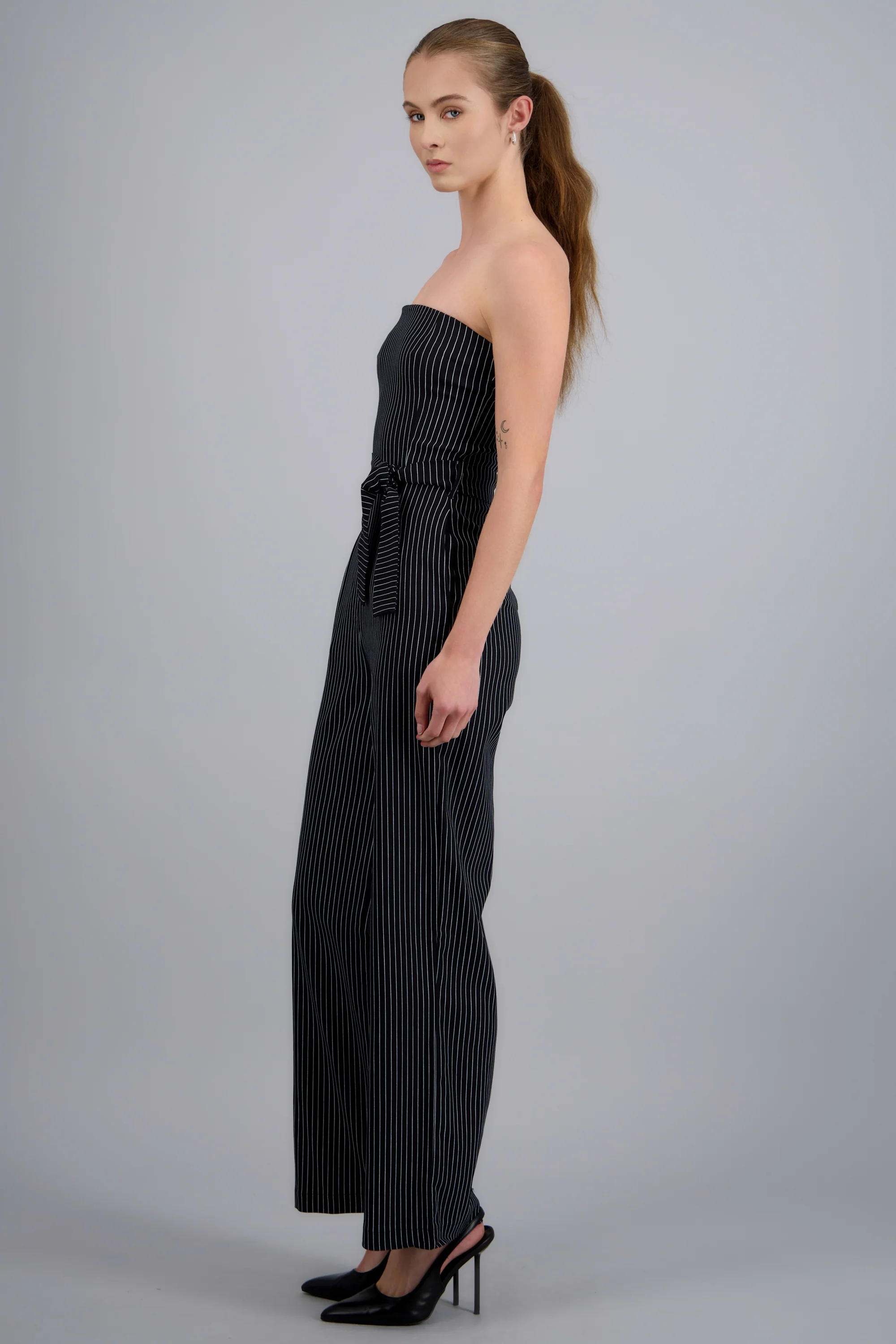 Jumpsuit strapless rayas detalle laso - Image 3