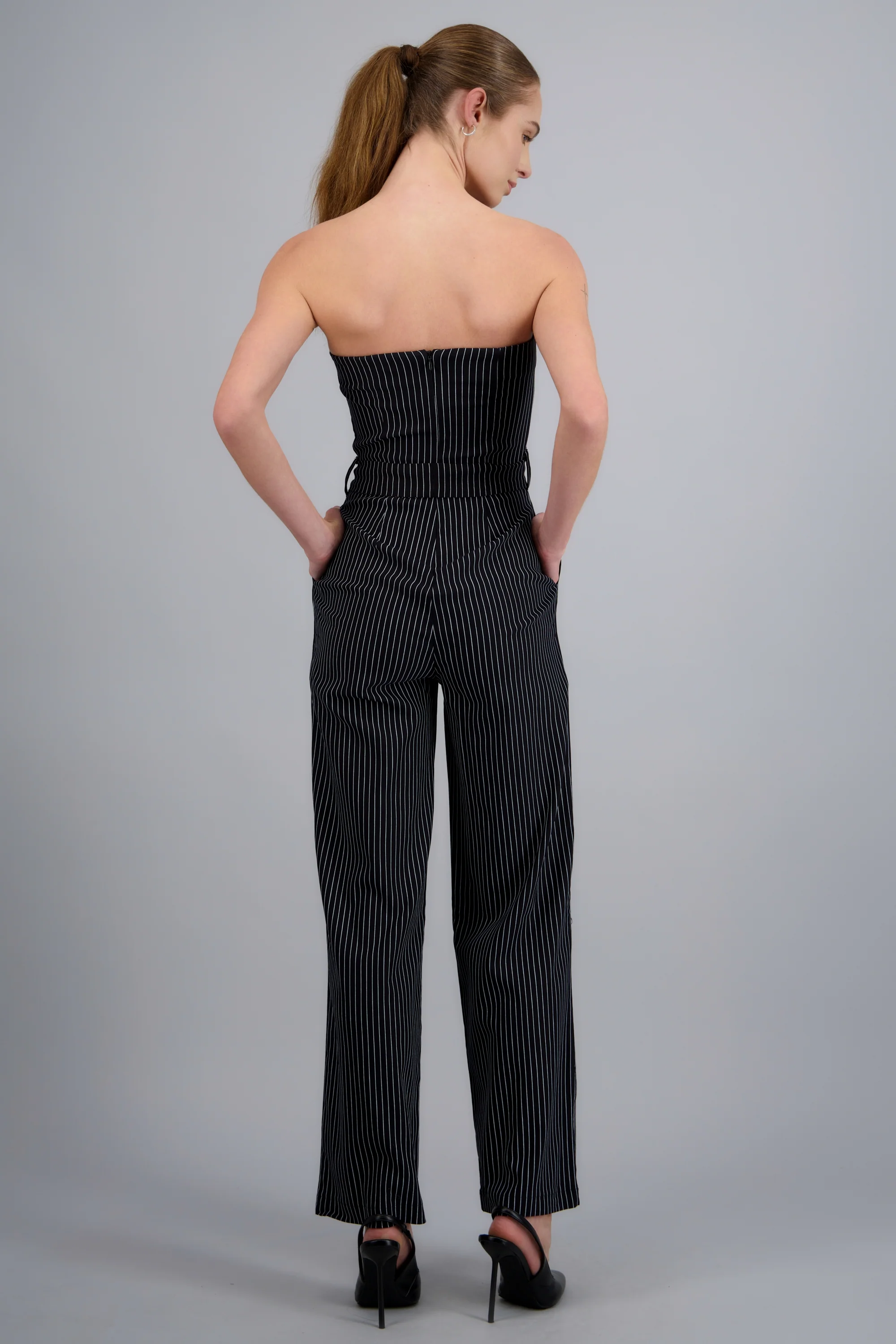 Jumpsuit strapless rayas detalle laso - Image 4