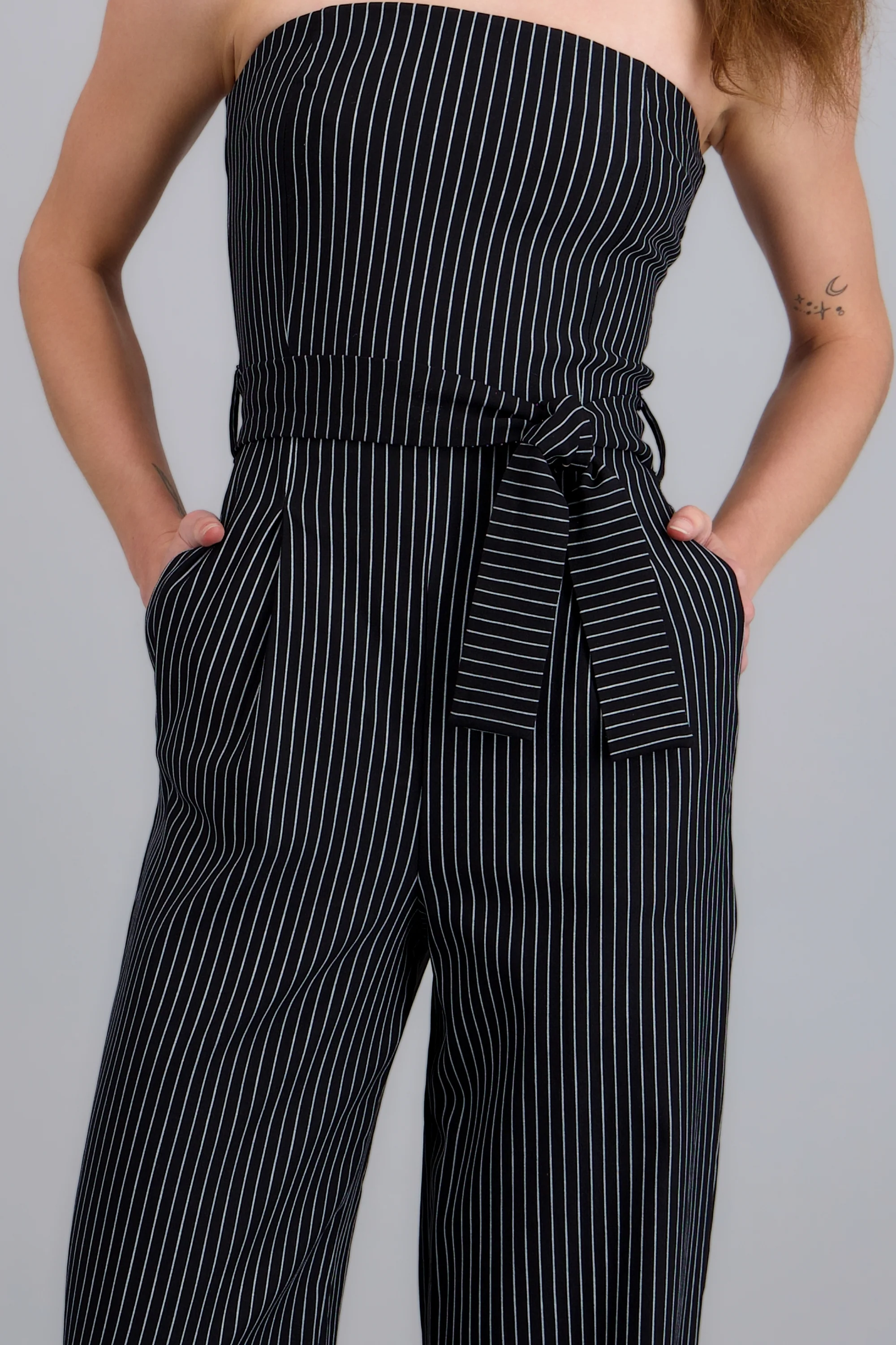 Jumpsuit strapless rayas detalle laso - Image 5