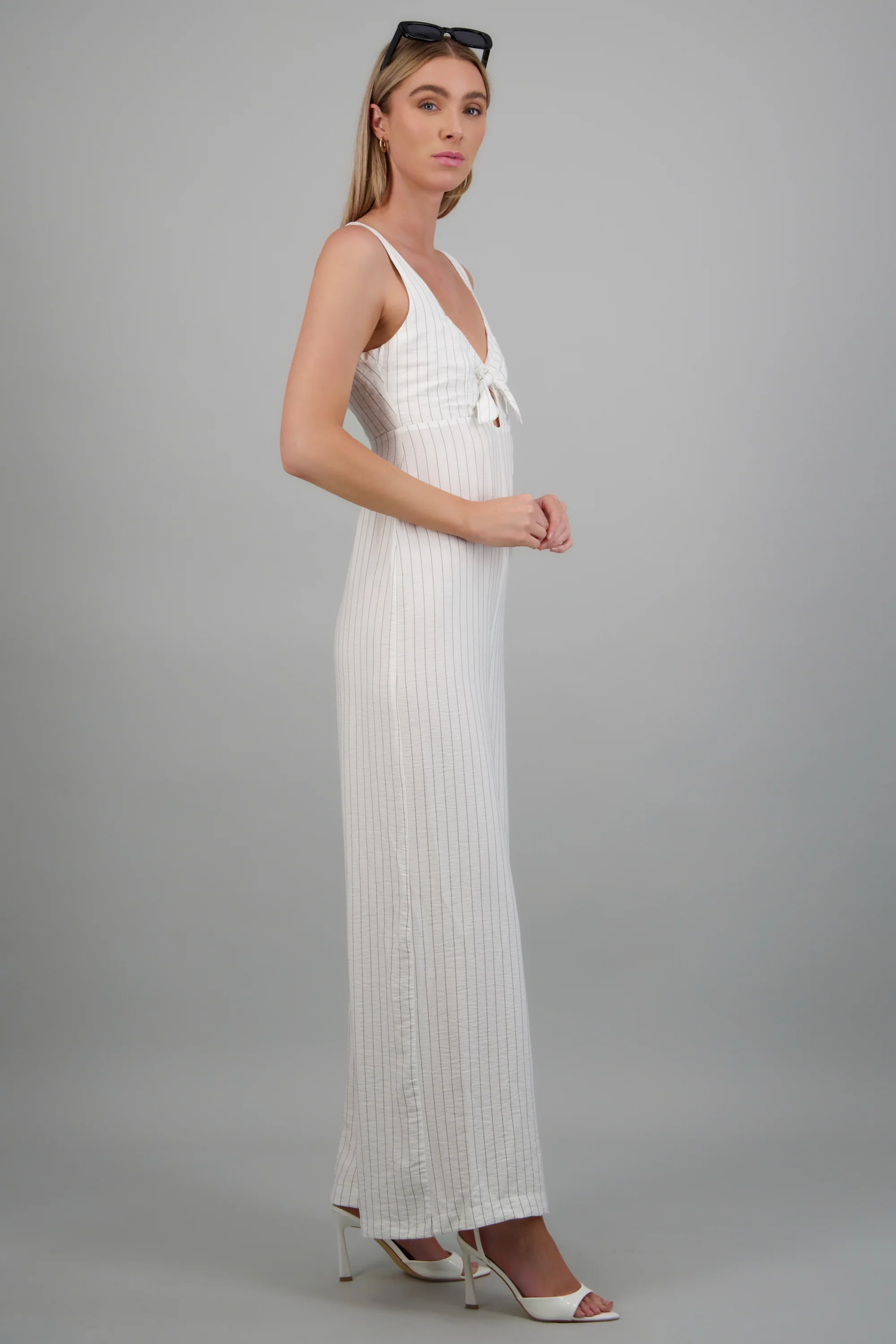 Jumpsuit tirantes rayas detalle moño - Image 3