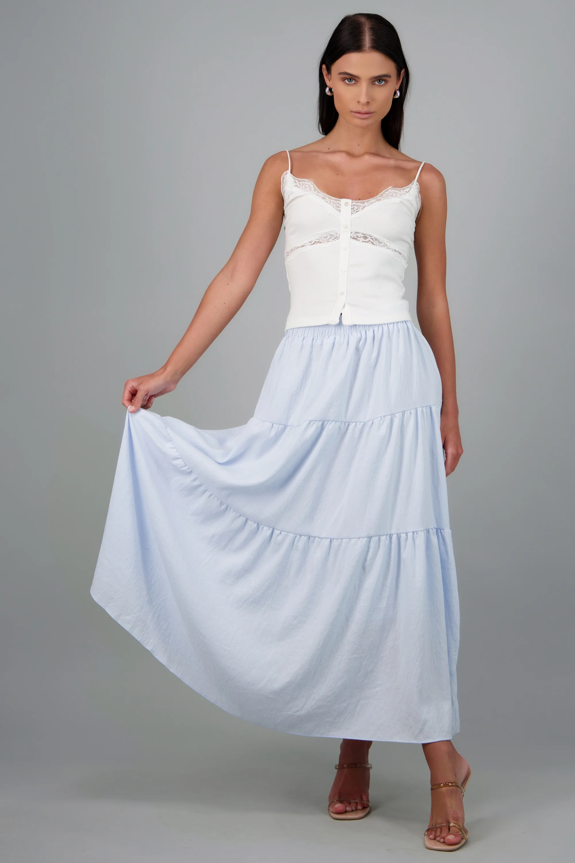 Maxi falda de varios olanes