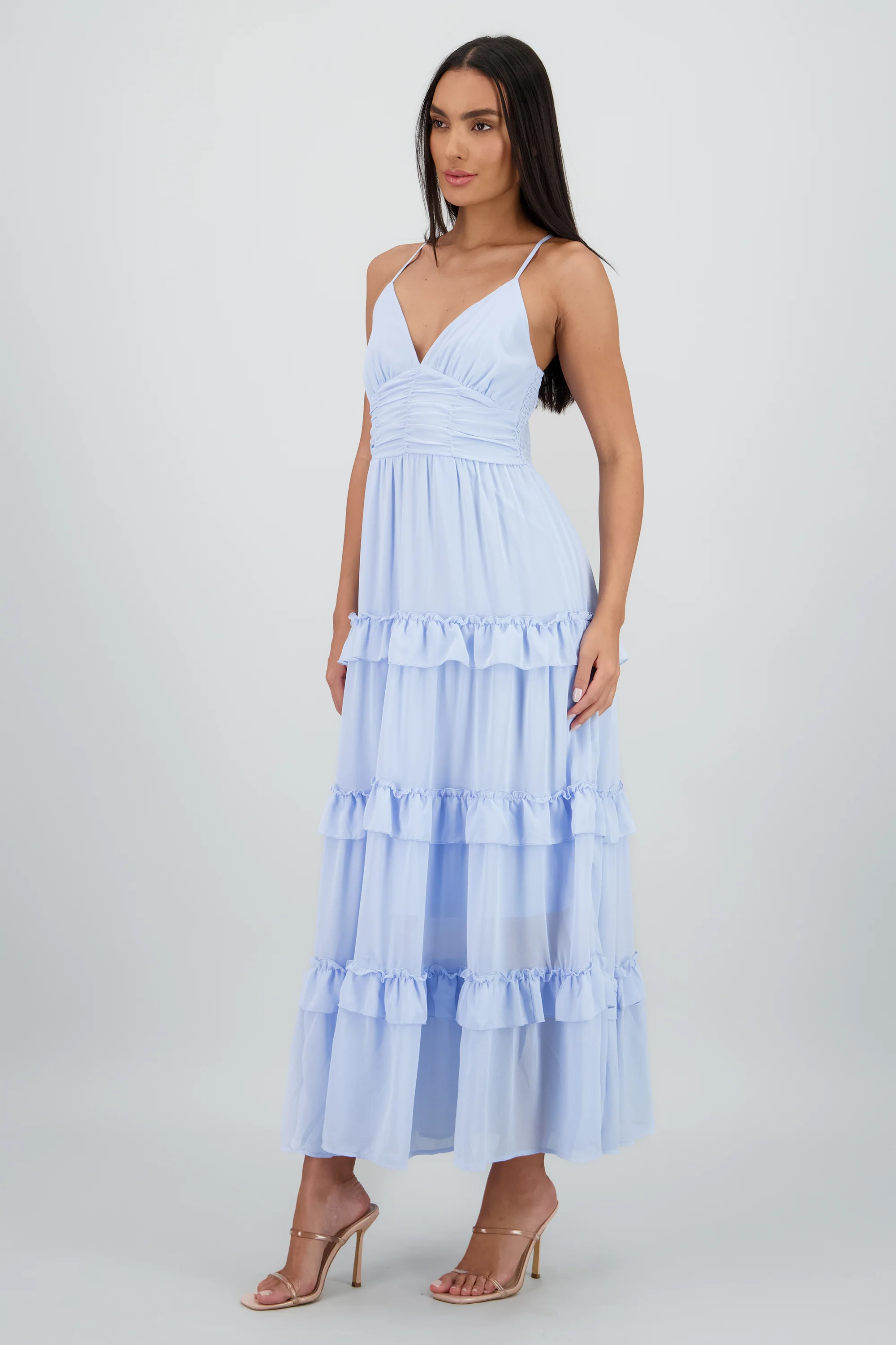 Maxi vestido con volumen y olanes - Image 3