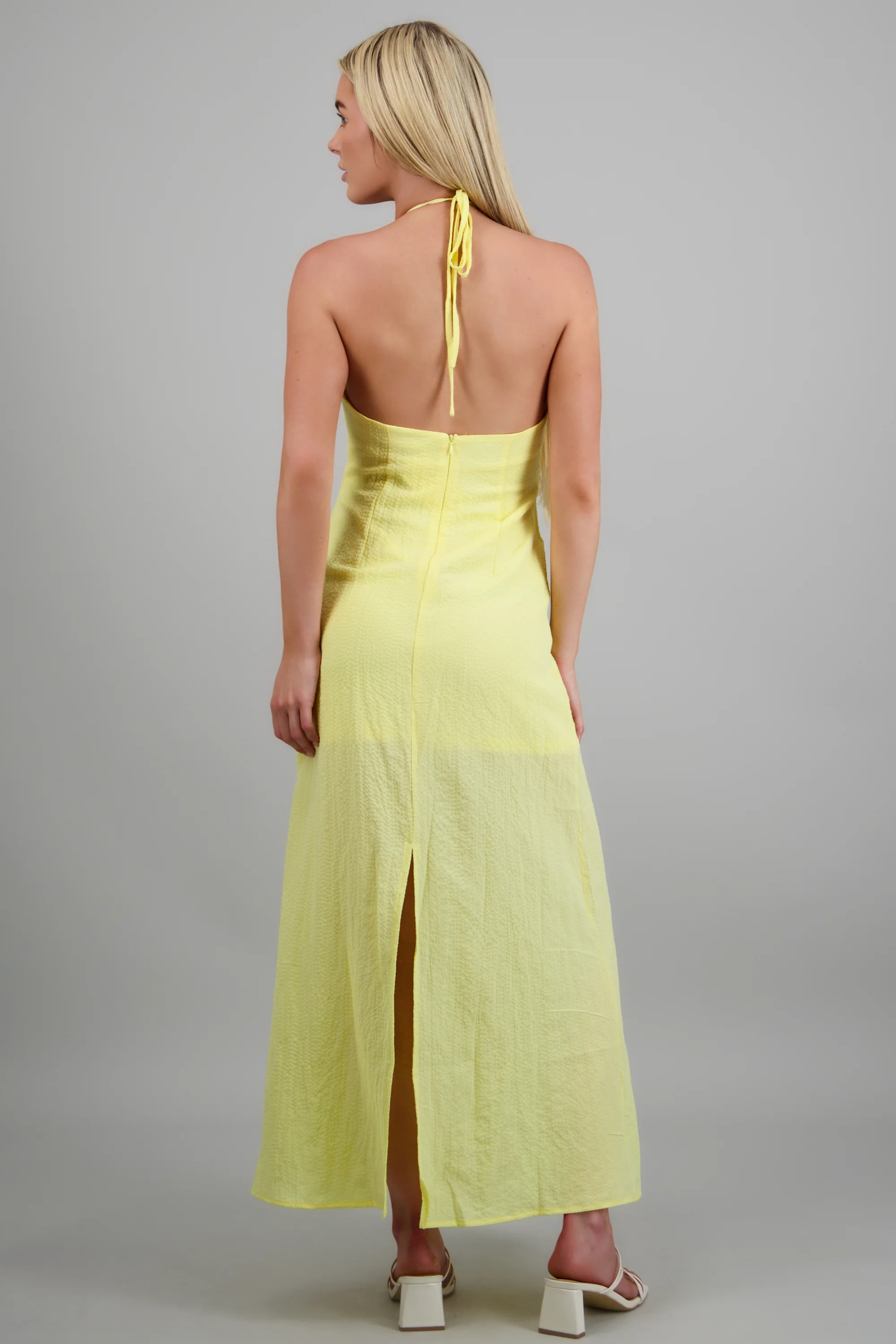 Maxi vestido liso con amarre - Image 4
