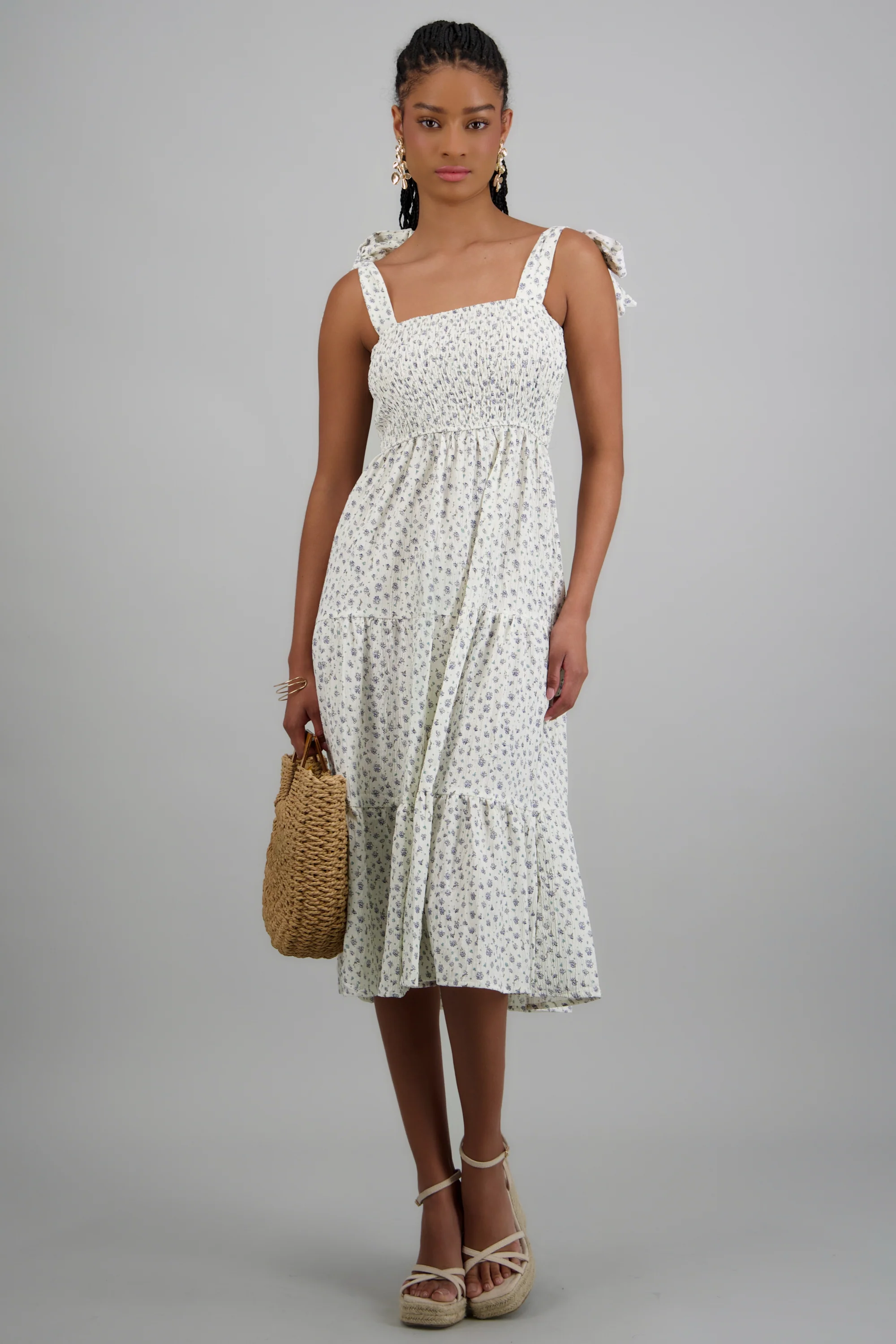 Maxi vestido mini flores detalle nudo - Image 3