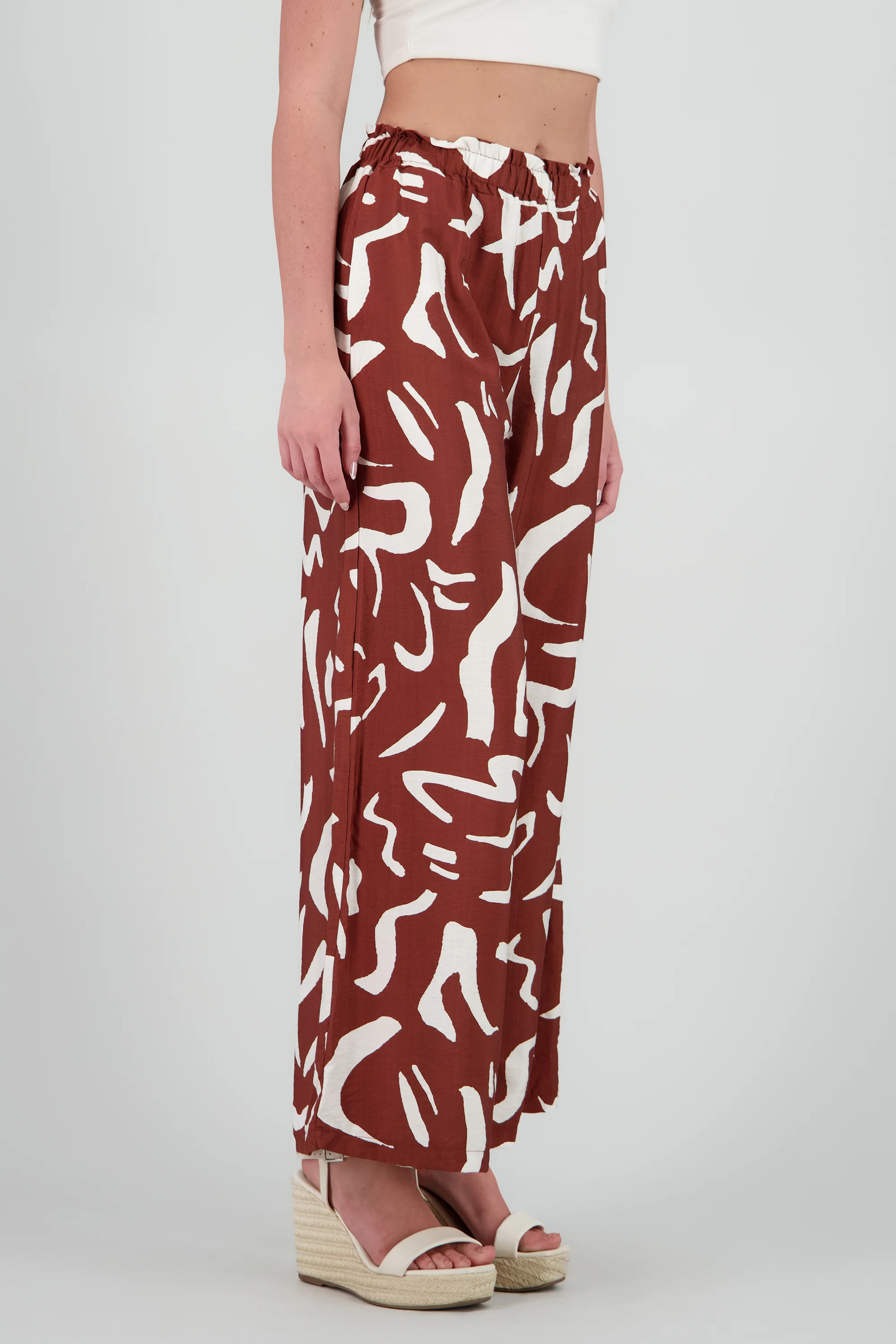 Pantalon amplio detalle resorte estampado - Image 3