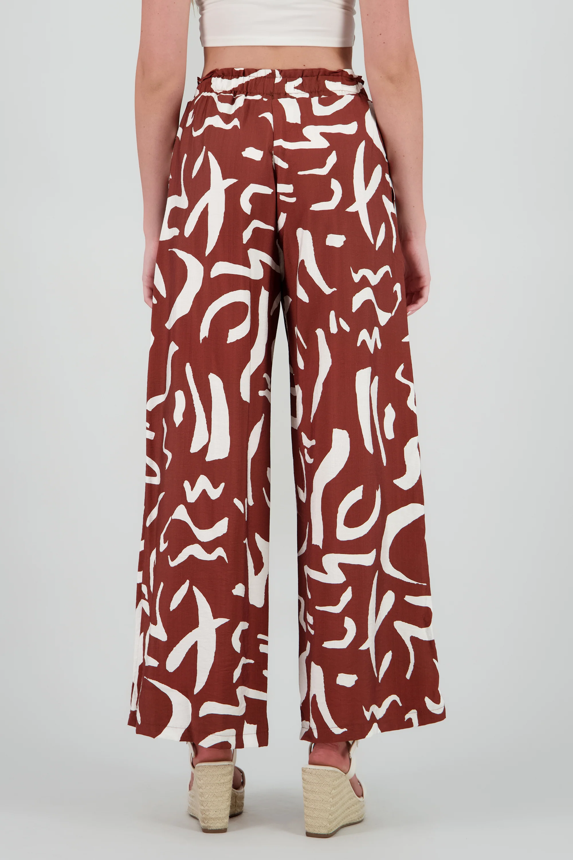 Pantalon amplio detalle resorte estampado - Image 4