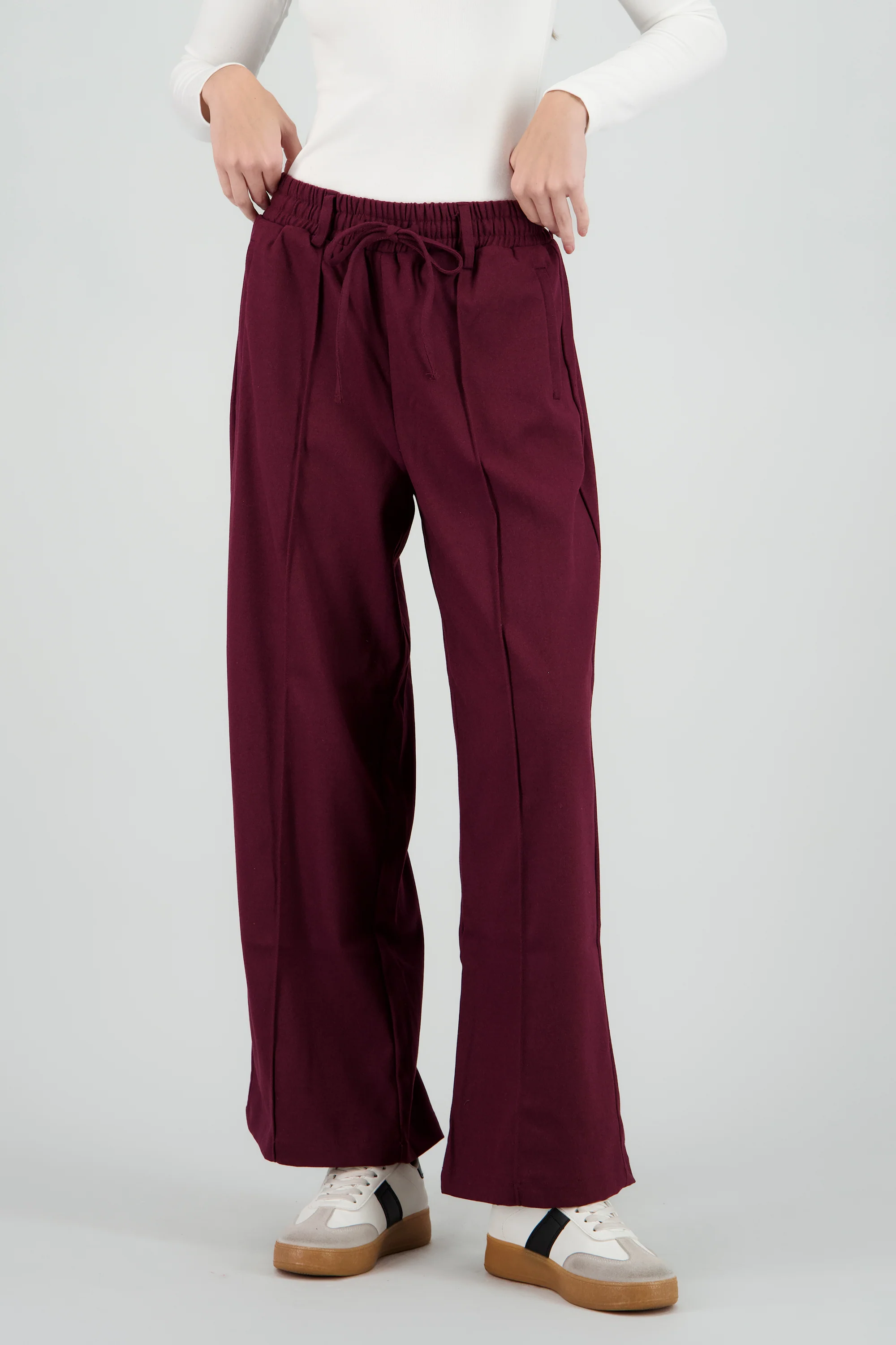 Pantalon amplio liso detalle resorte - Image 2