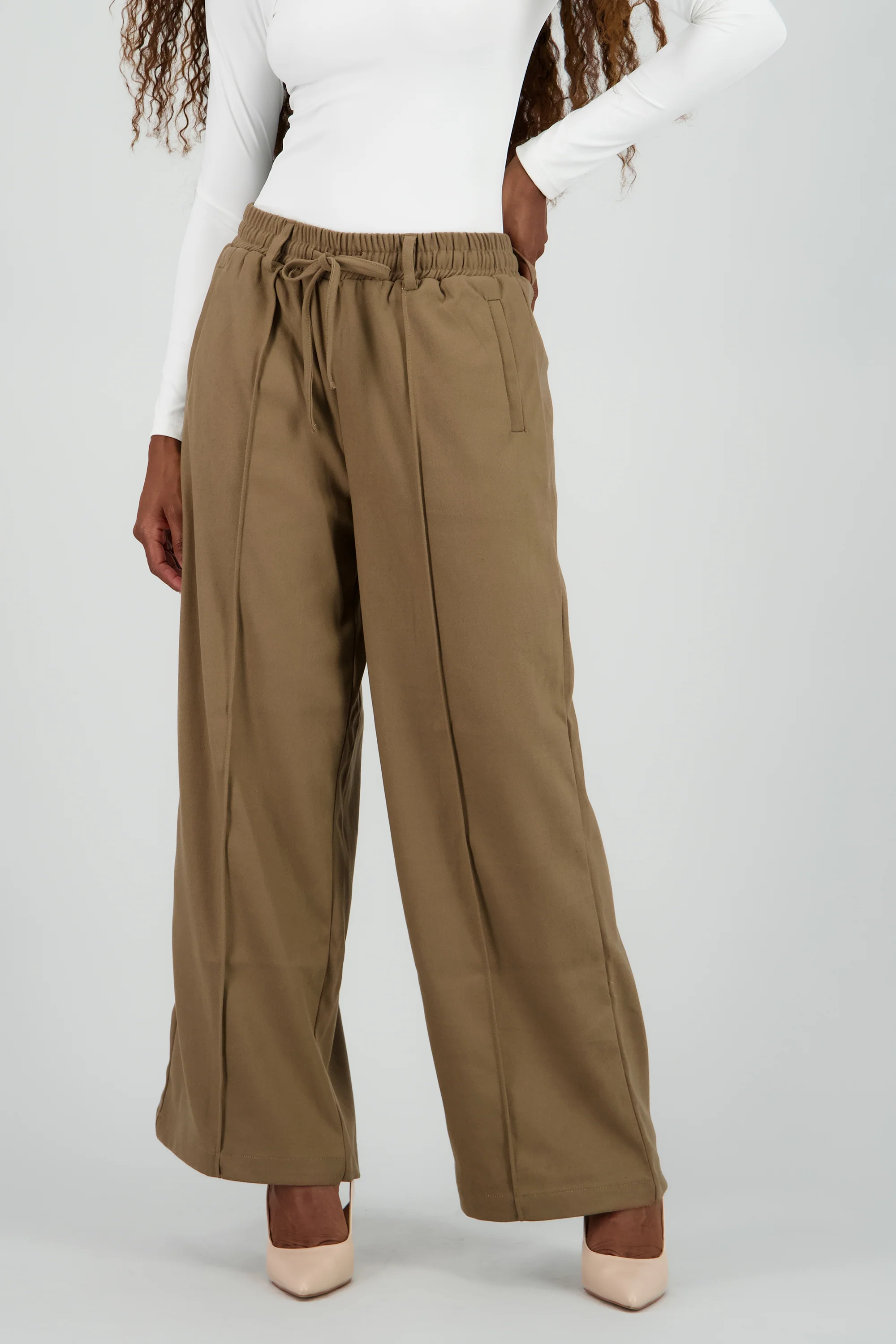 Pantalon amplio liso detalle resorte - Image 2