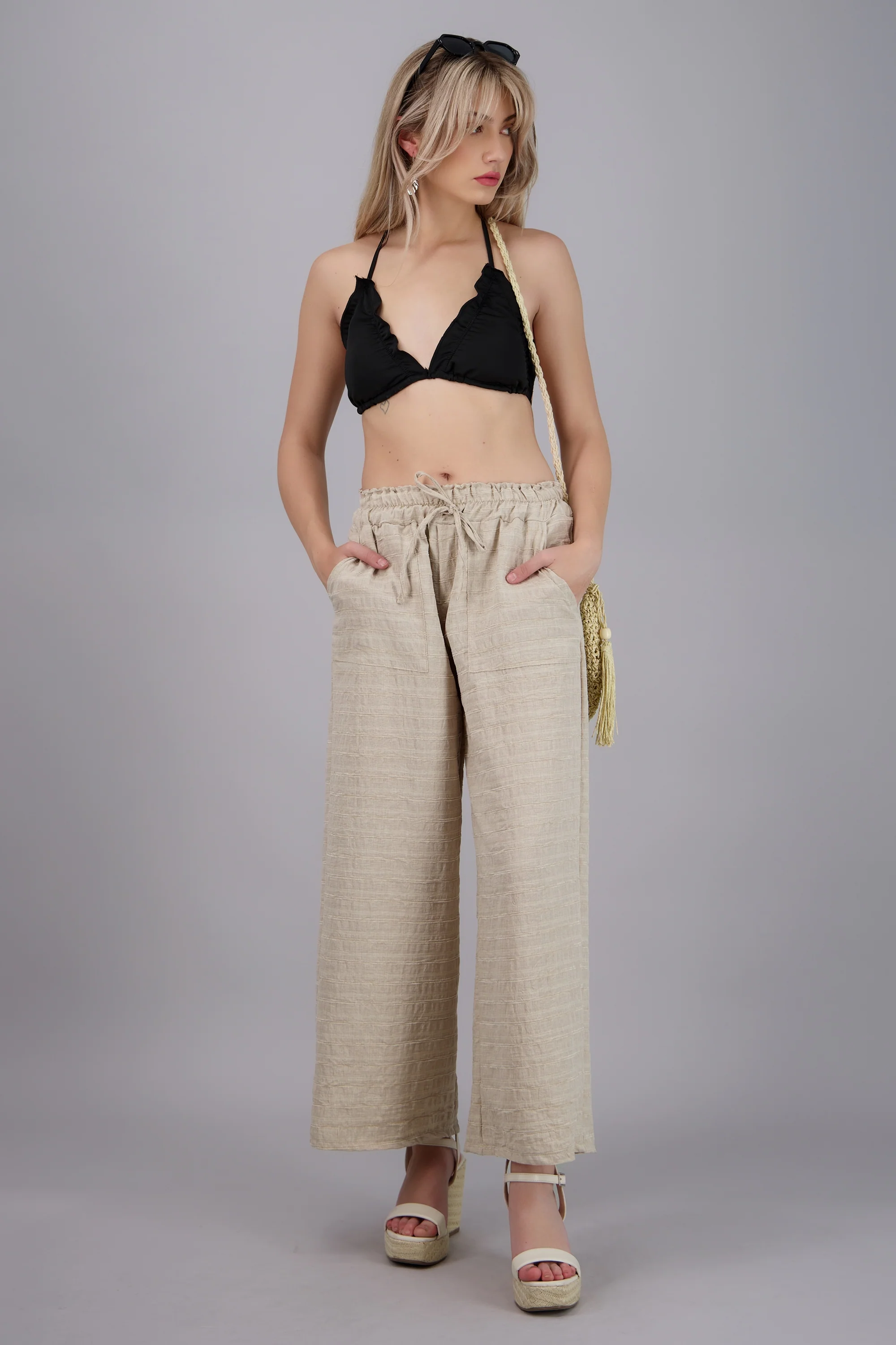 Pantalon amplio resorte textura - Image 3