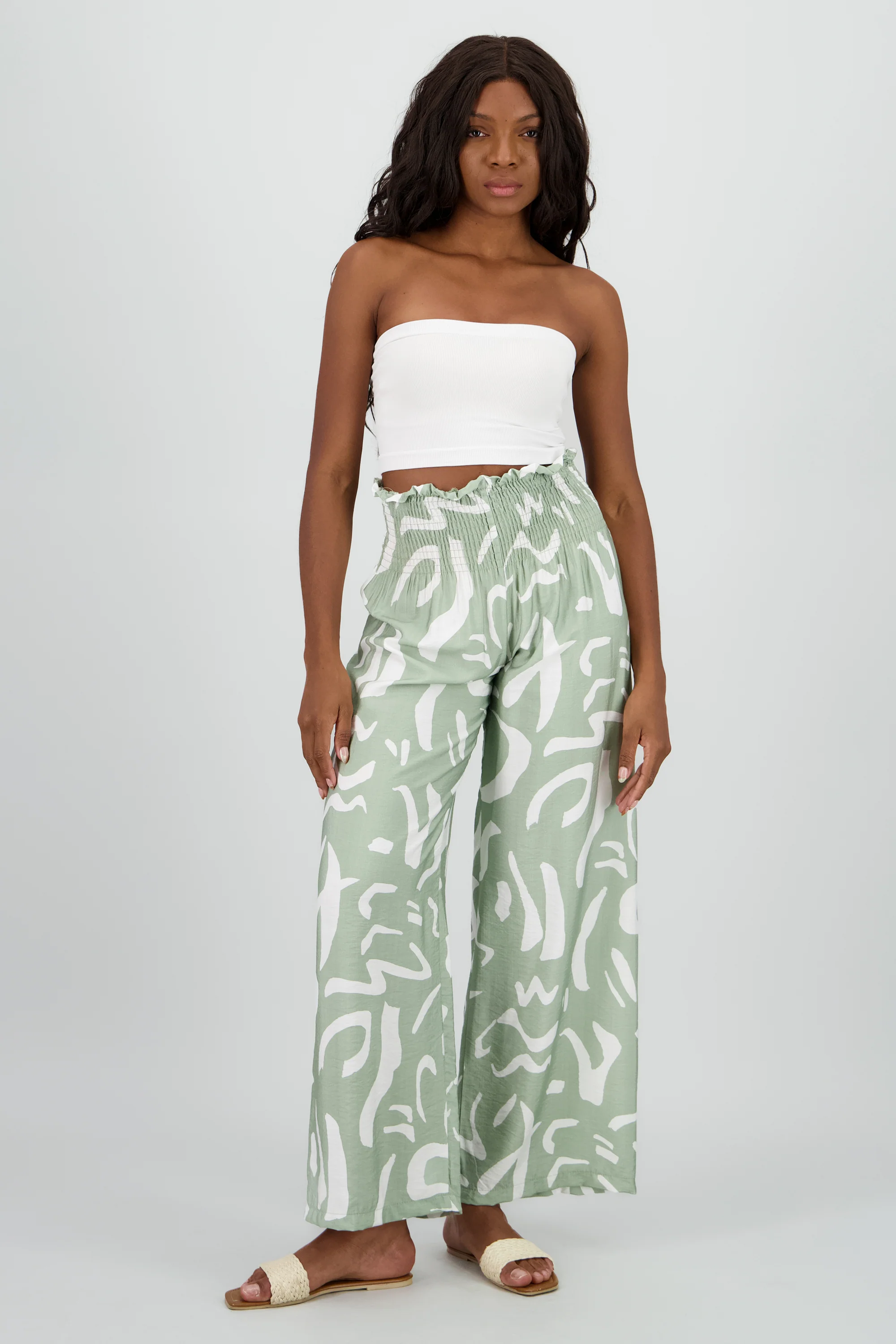 Pantalon estampado abstracto wide leg