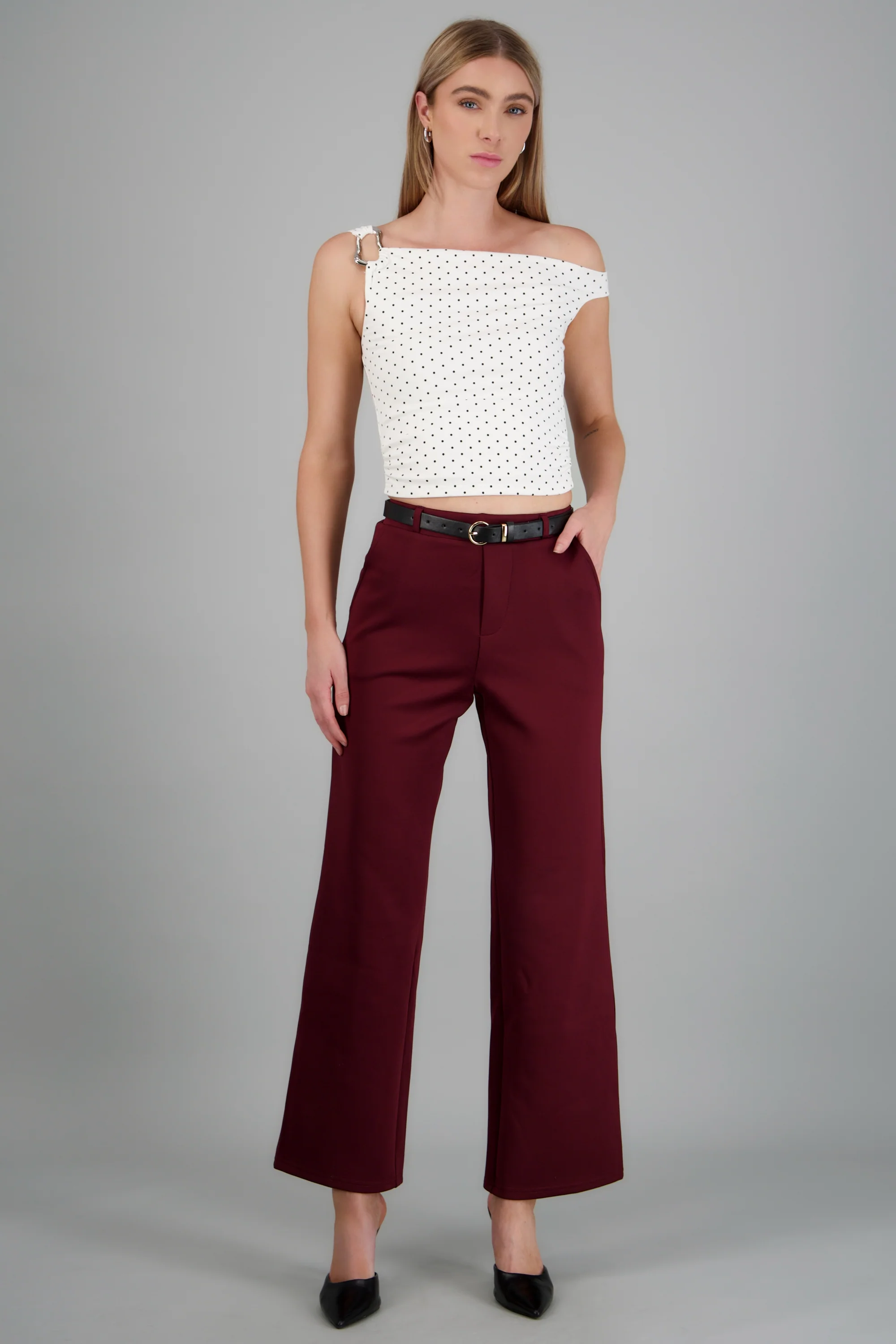Pantalon estilo recto con cinturon