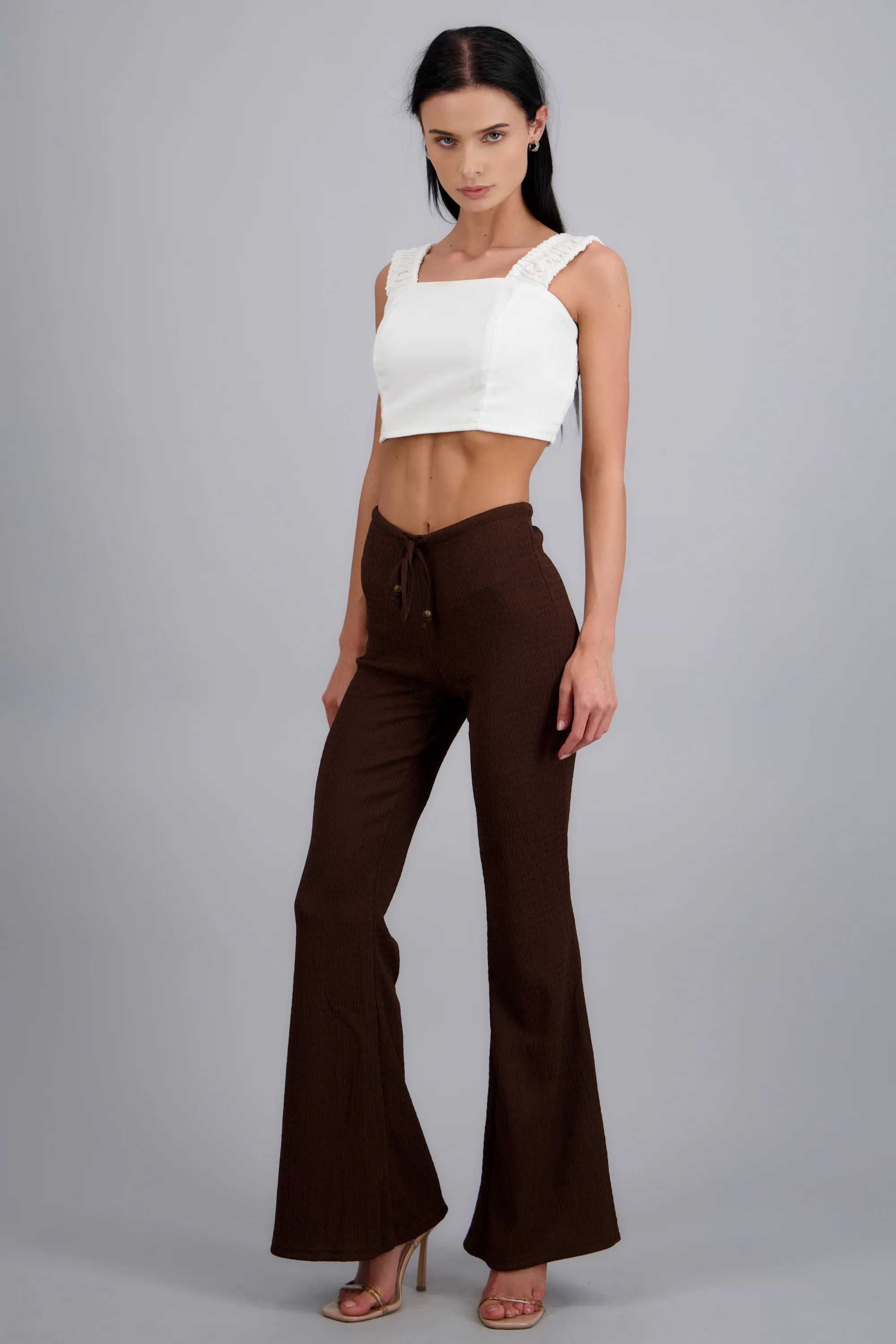 PANTALON FLARE TEXTURA DET CUENTAS