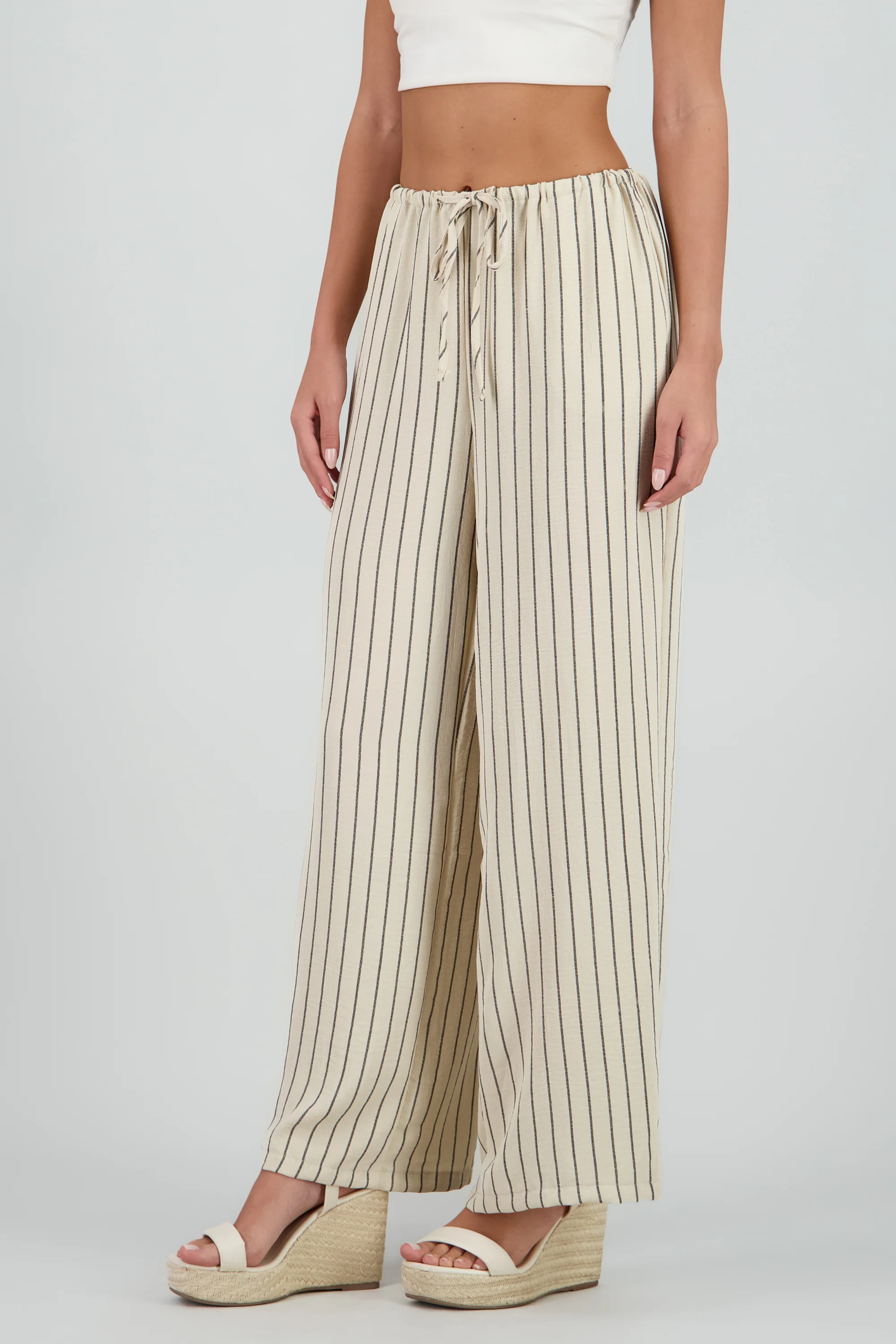 Pantalon fluido con jareta rayas - Image 3