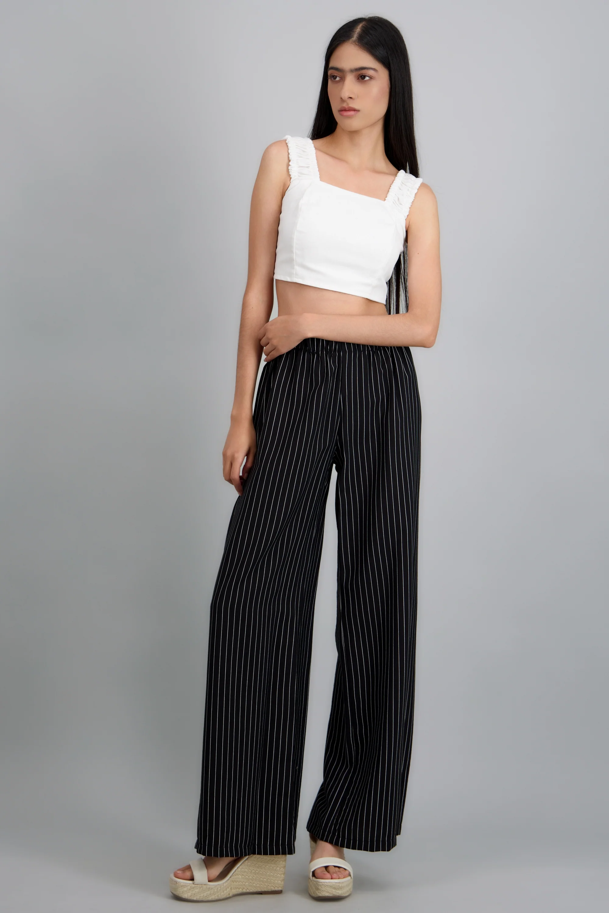 Pantalon fluido detalle resorte rayas - Image 2