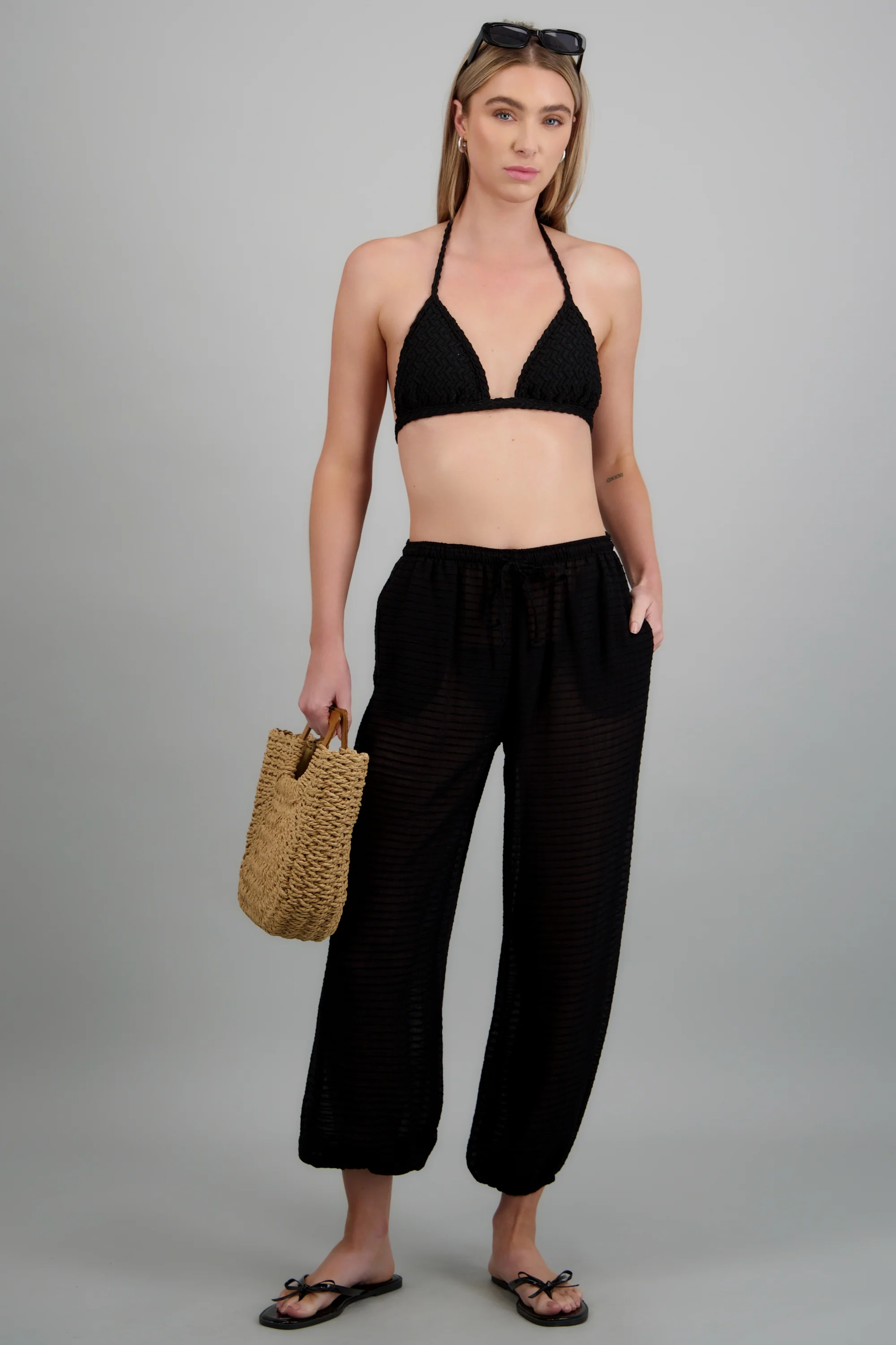 Pantalon globo ligero lineas