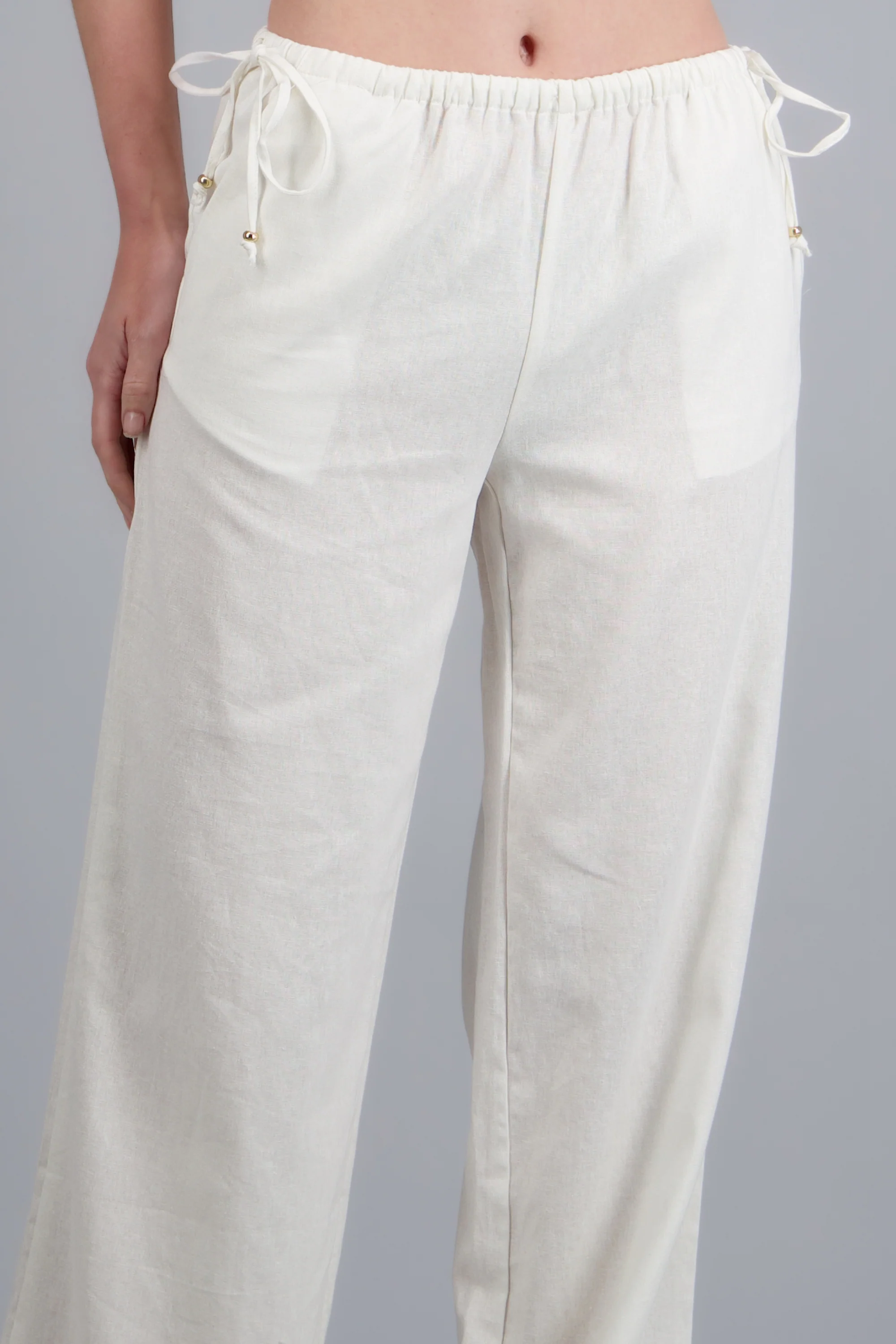 Pantalón lino detalle moños - Image 5