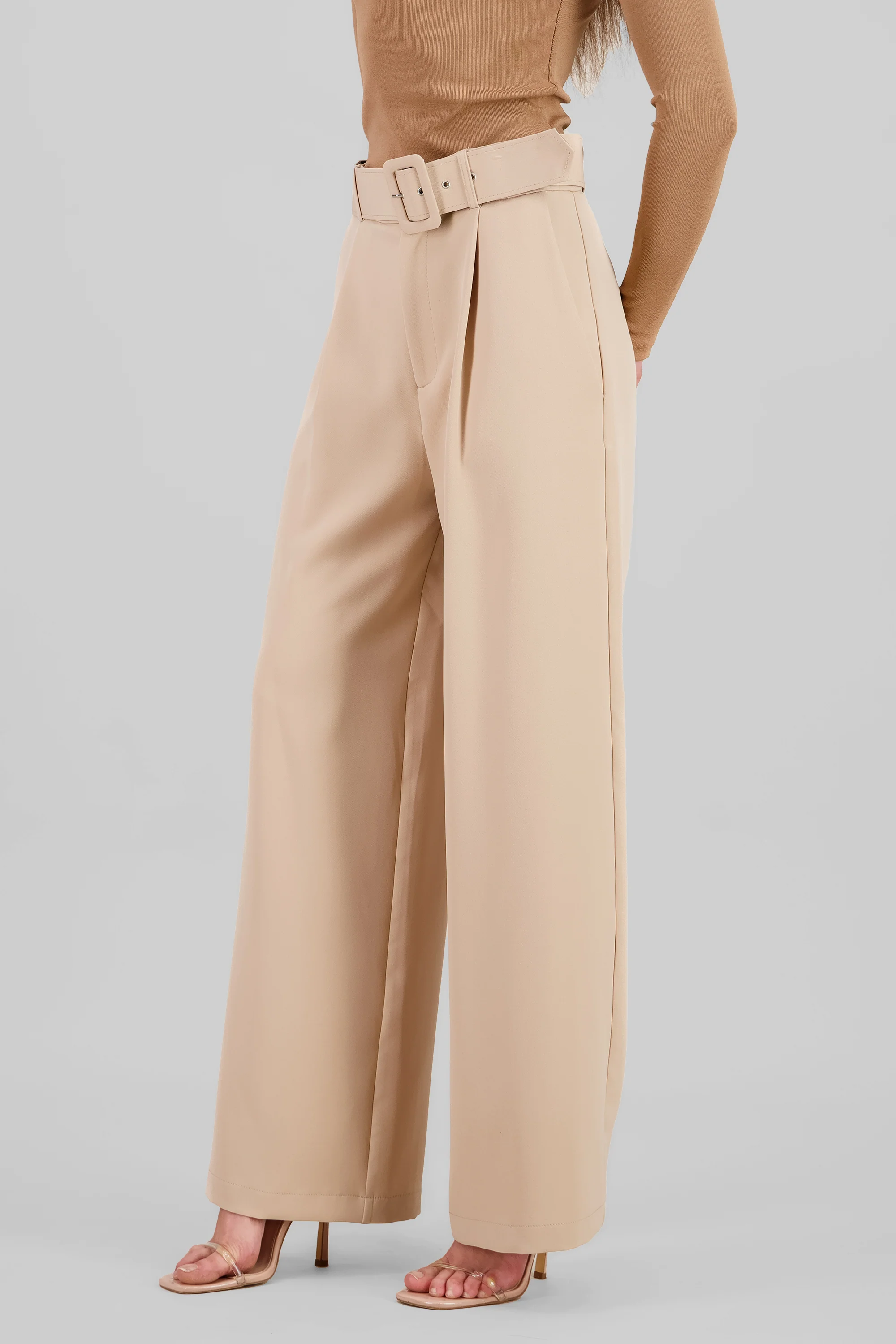 Pantalón liso cinturón - Image 3