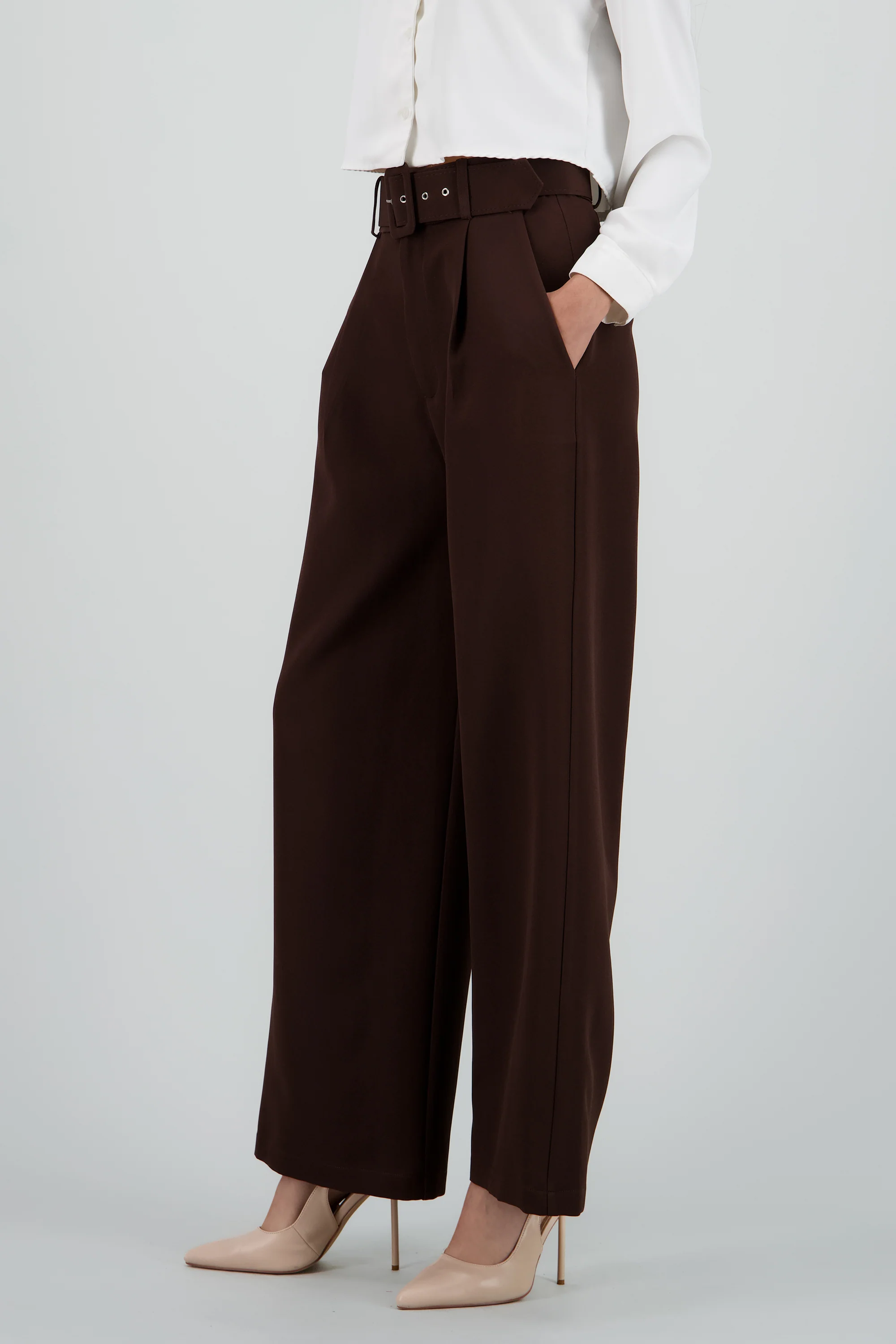 Pantalón liso cinturón - Image 3