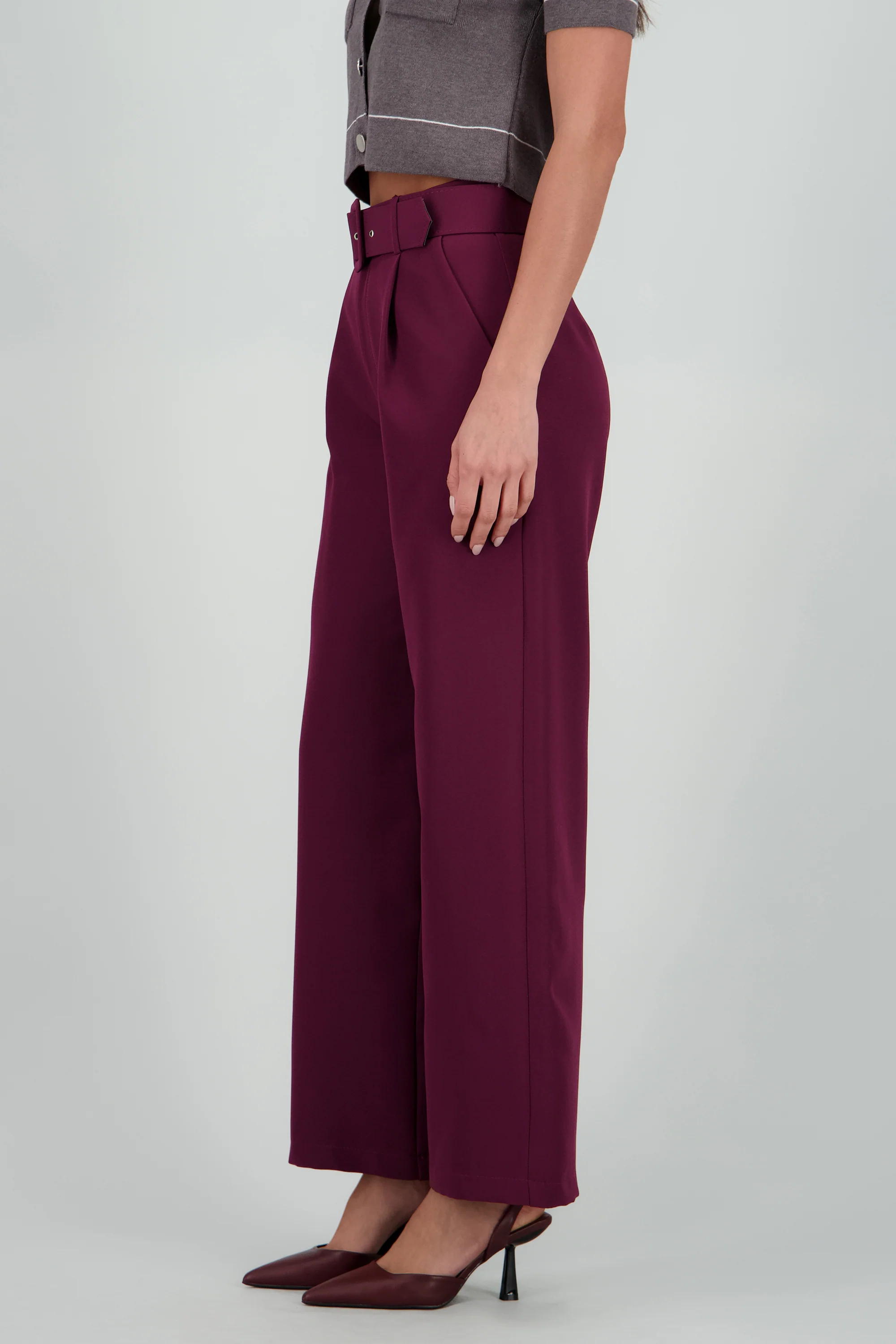 Pantalón liso cinturón - Image 3