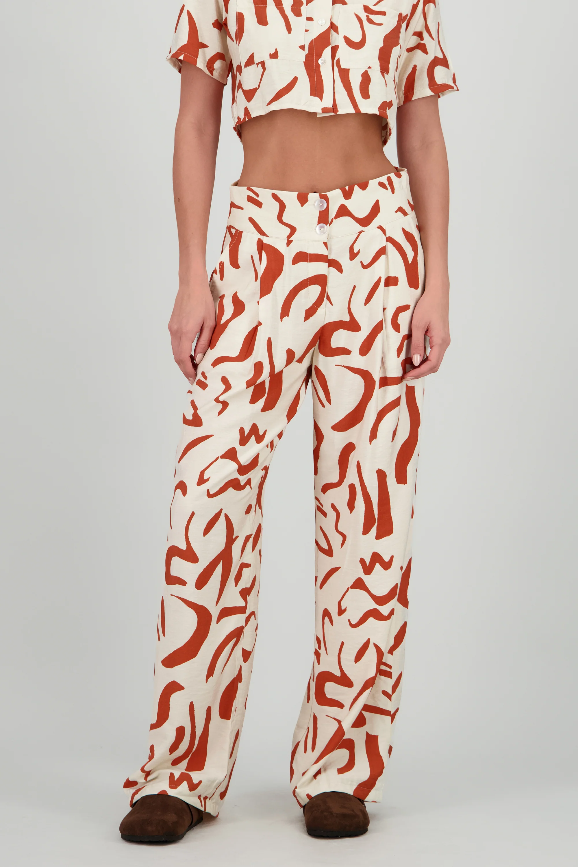 Pantalon pretina ancha estampado geometrico - Image 2