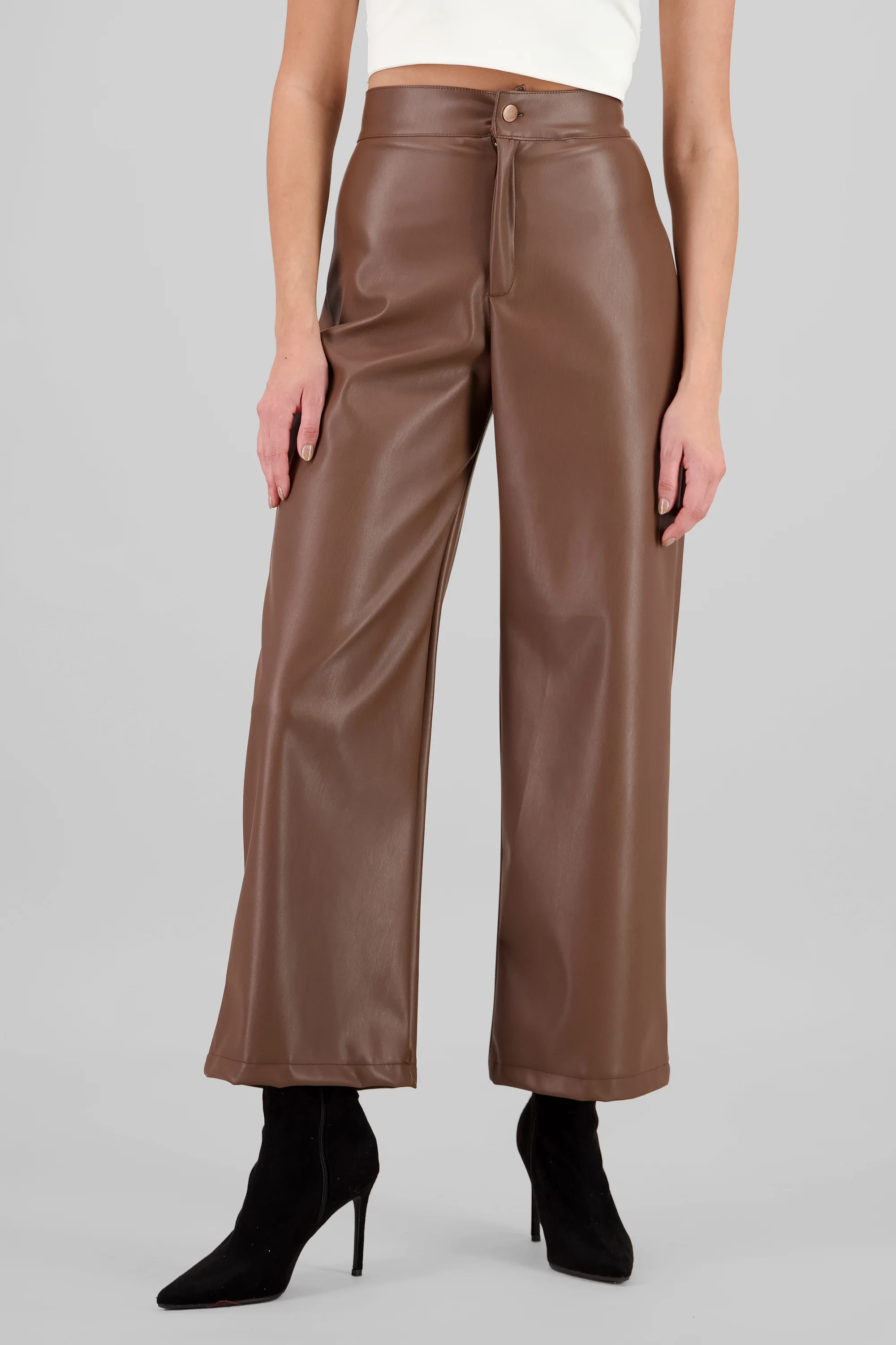 Pantalon pu recto pretina - Image 2