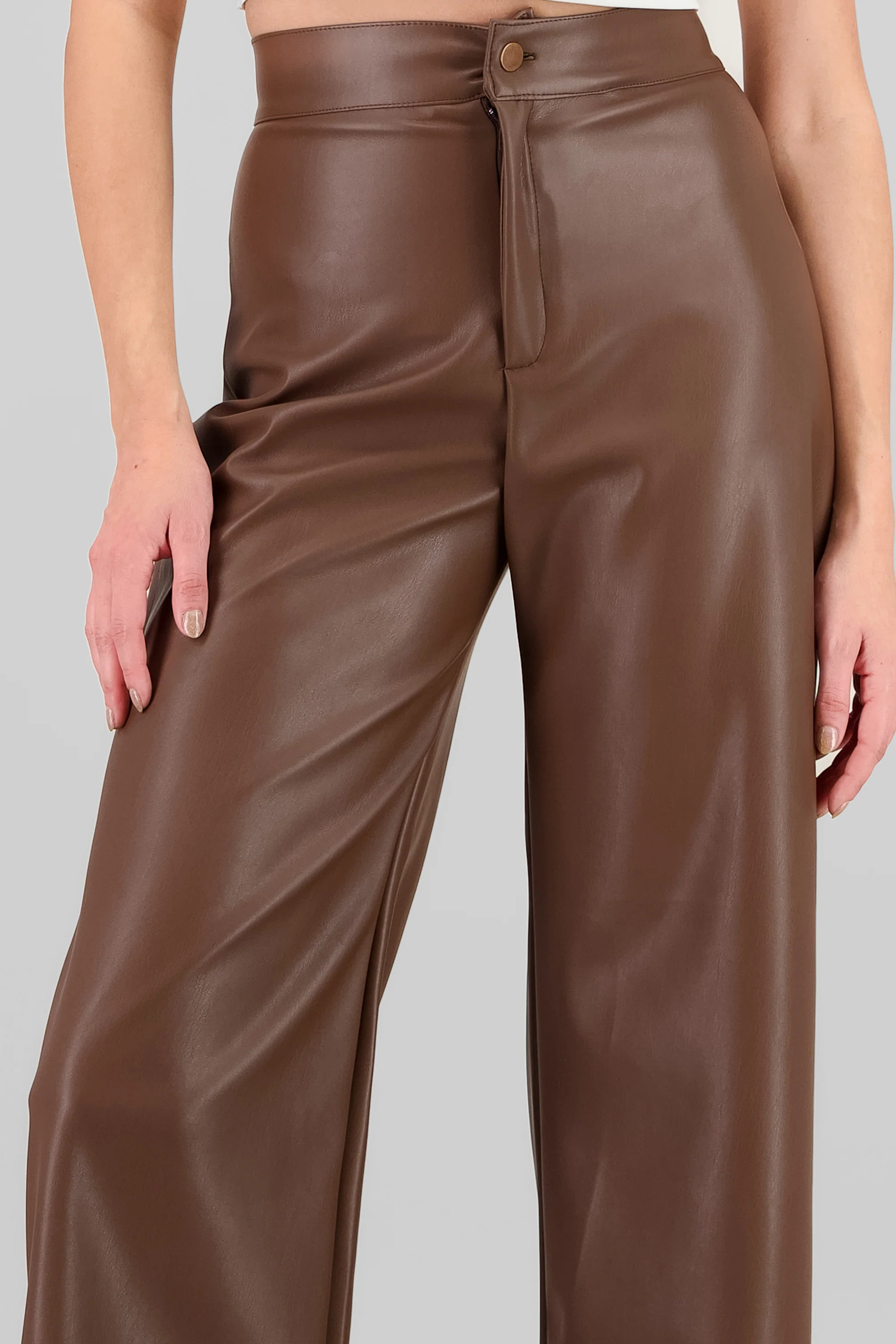 Pantalon pu recto pretina - Image 5
