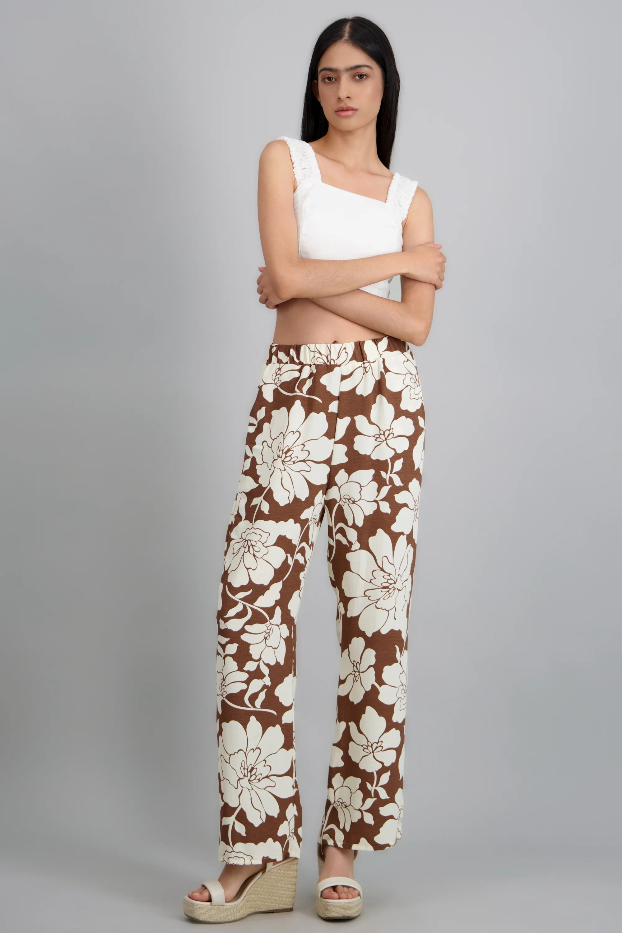 Pantalon recto con estampado flores - Image 3
