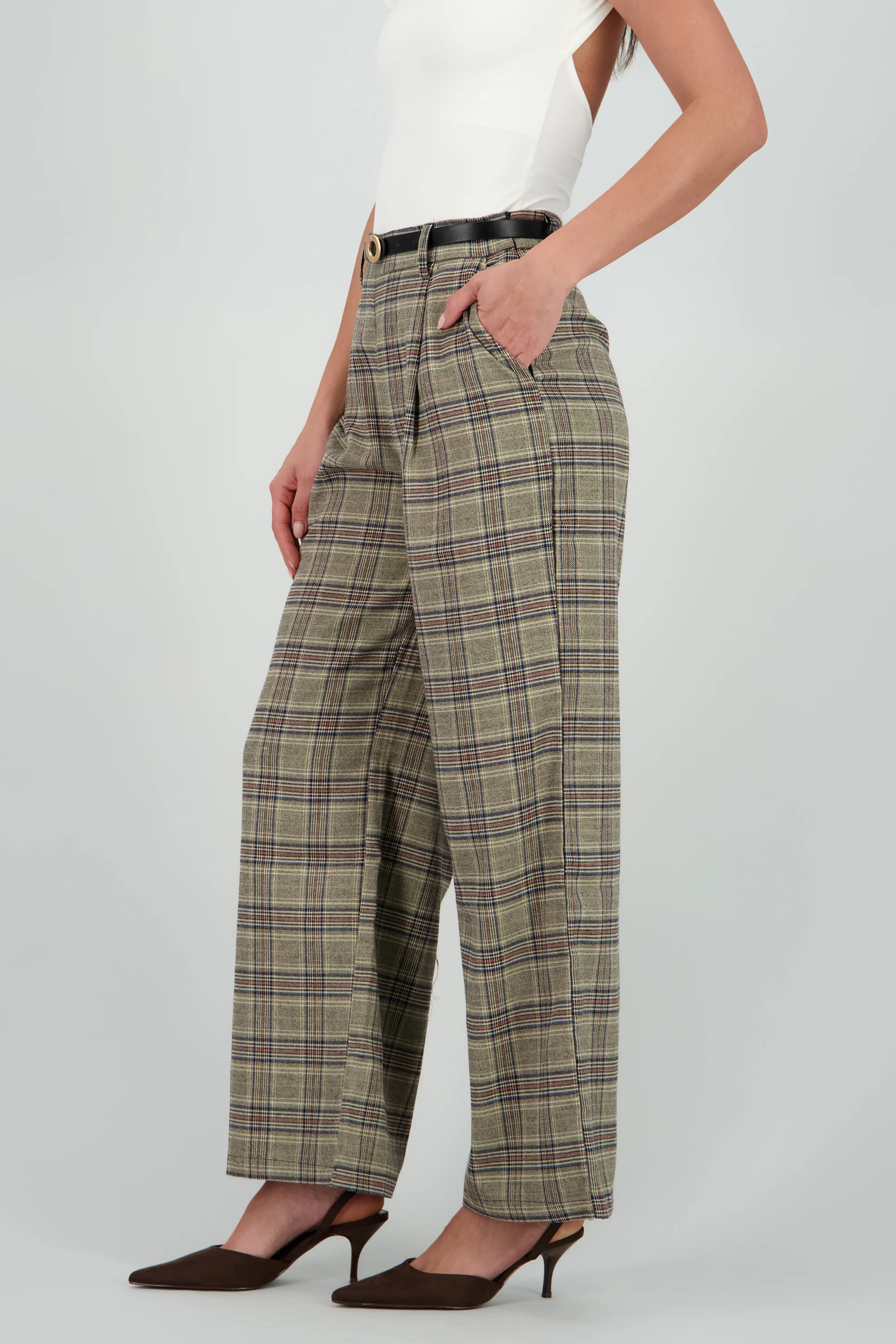 Pantalon recto cuadros detalle pinzas - Image 3