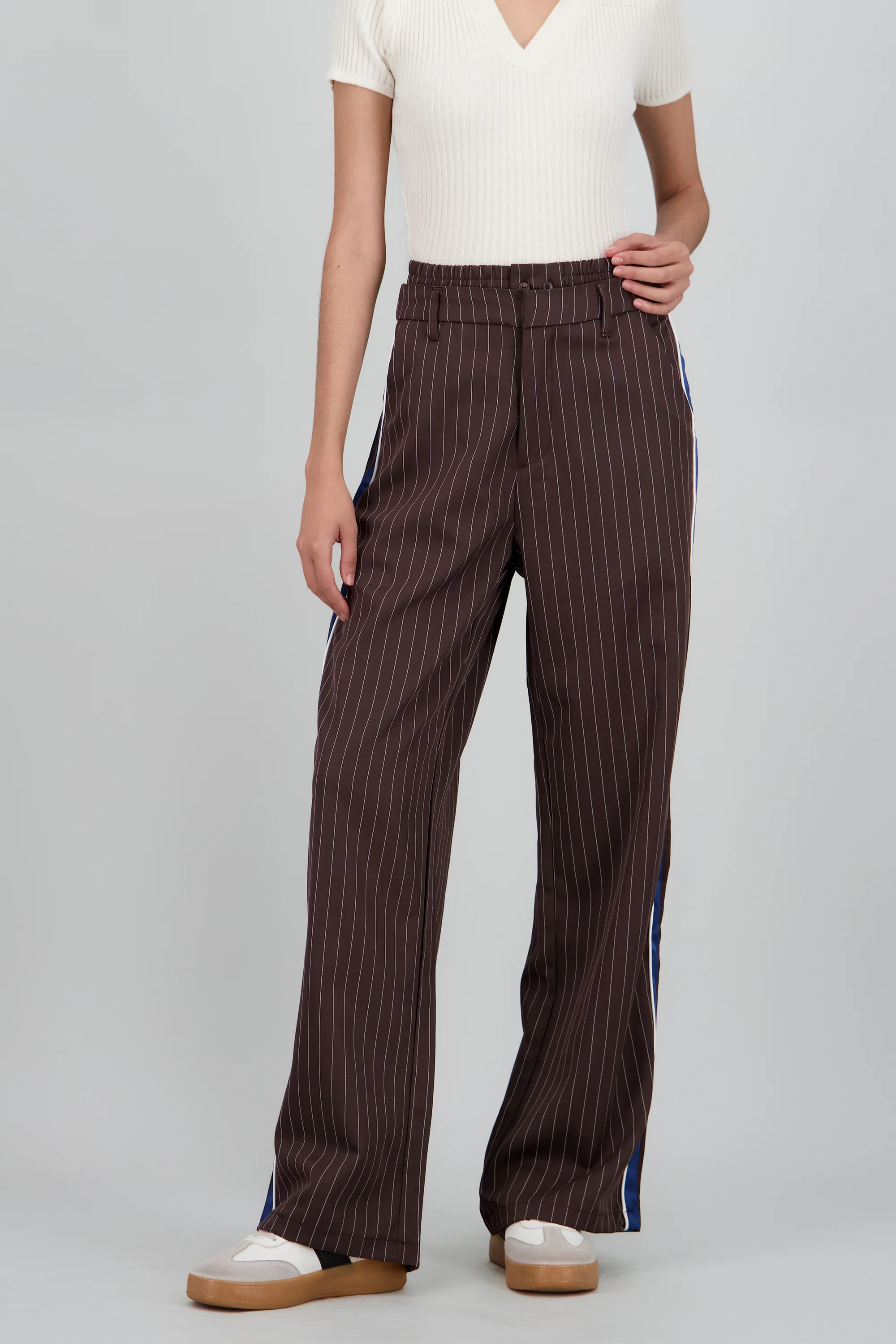 Pantalon recto doble pretina detalle raya - Image 2