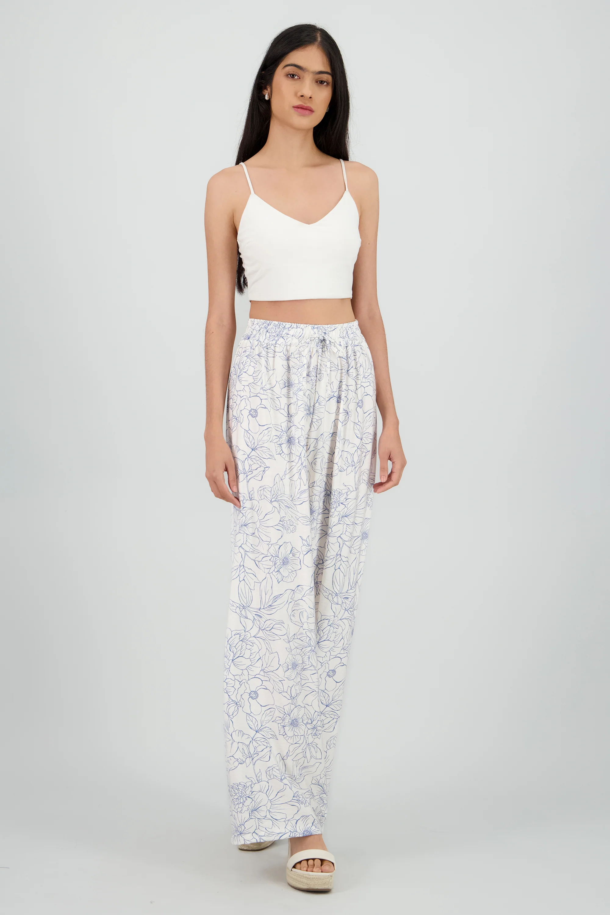 Pantalon recto estampado flores