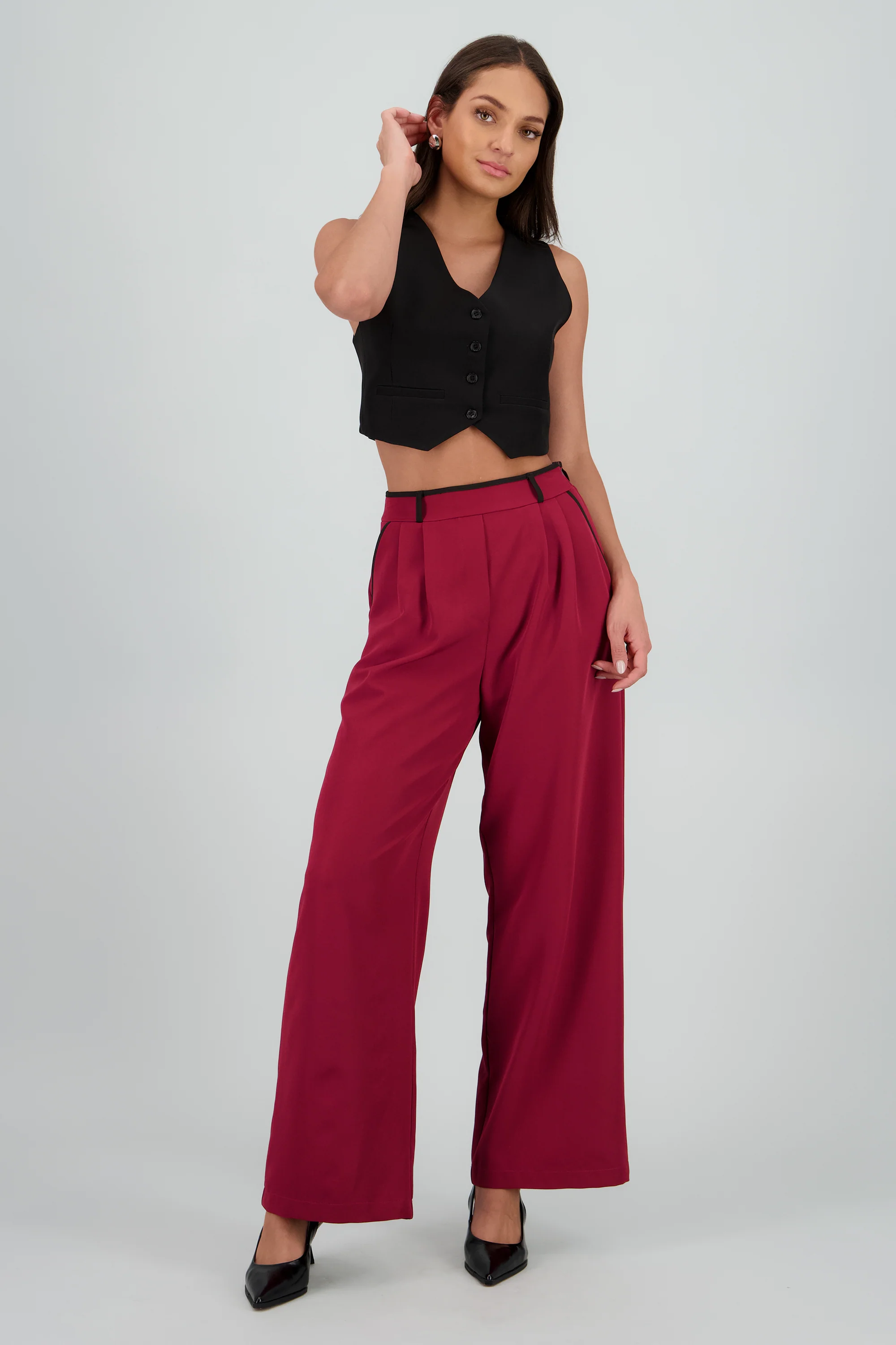 Pantalon sastre con pinza detalle contraste Hyp