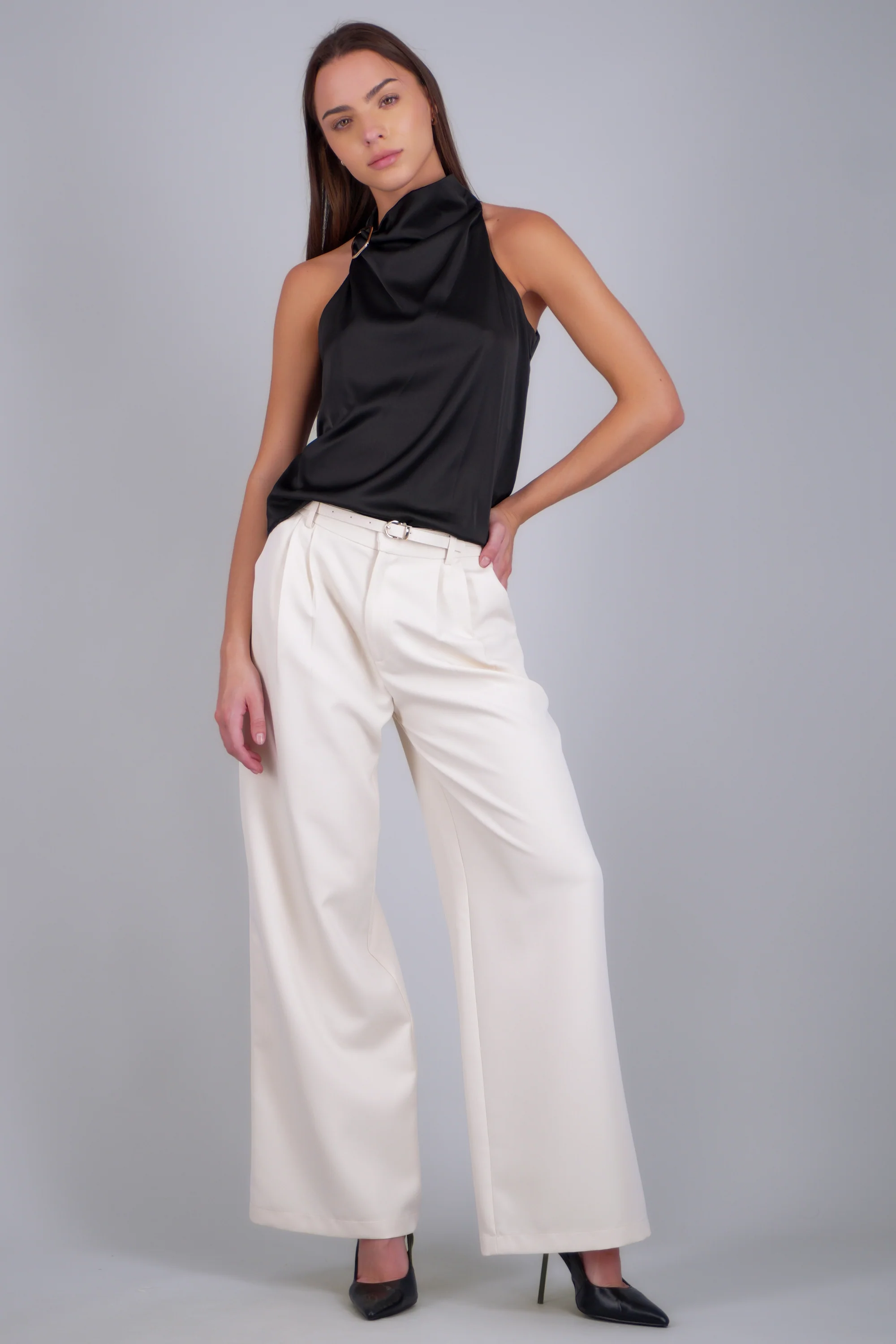 Pantalon sastre wide leg cinto a tono - Image 3