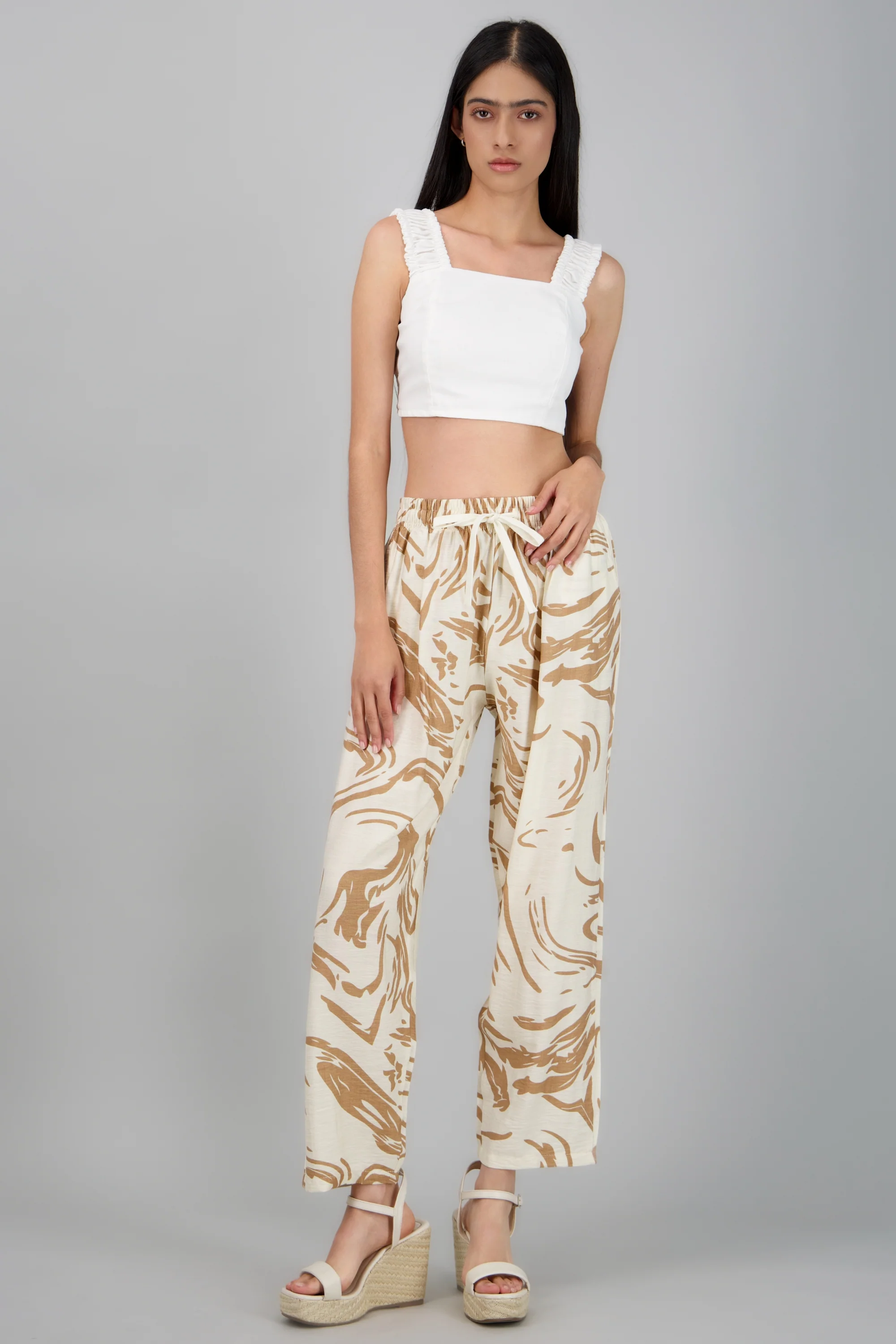 Pantalón wide leg boho estampado