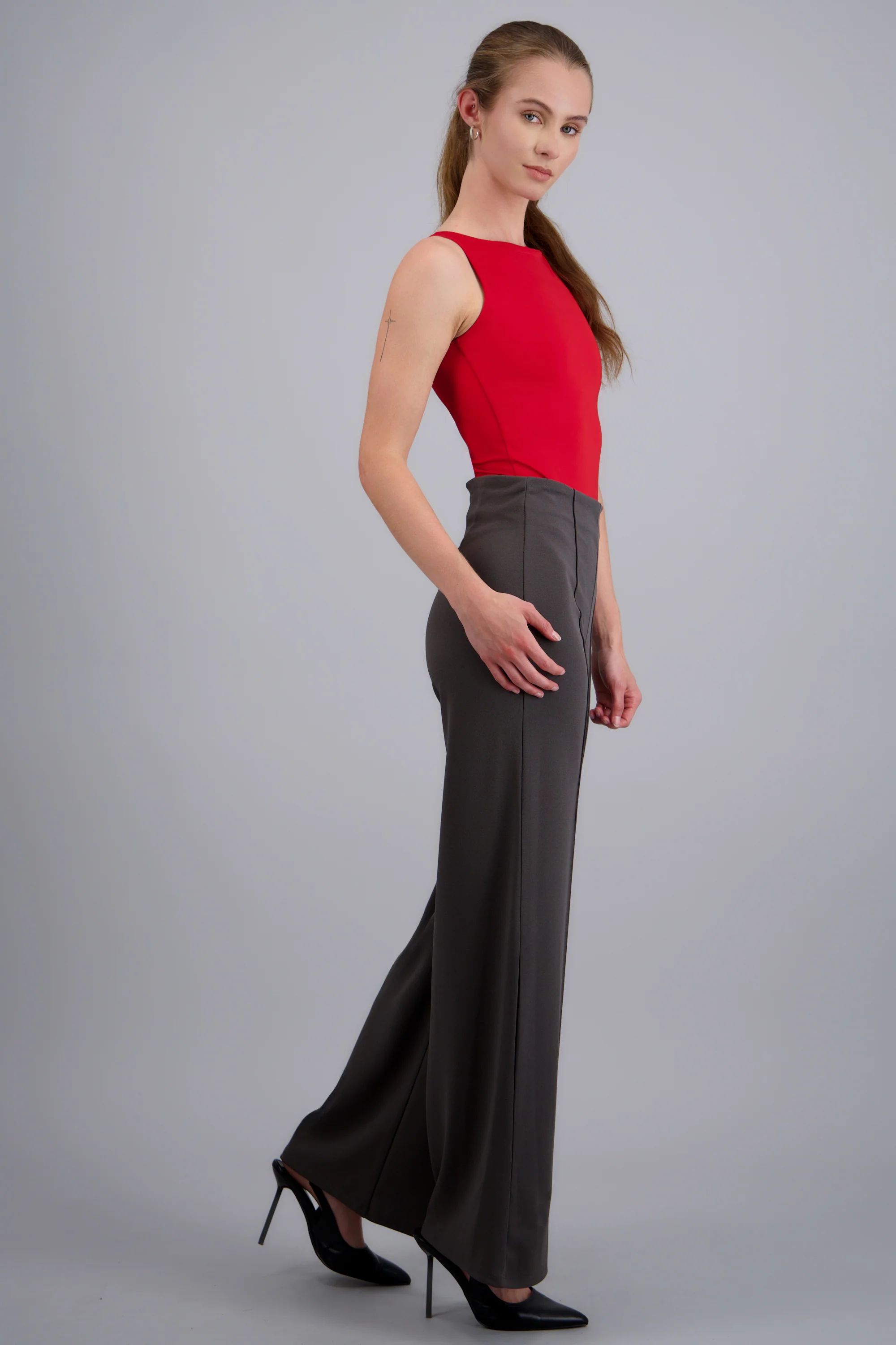Pantalón Wide Leg Cintura Alta Costuras - Image 3