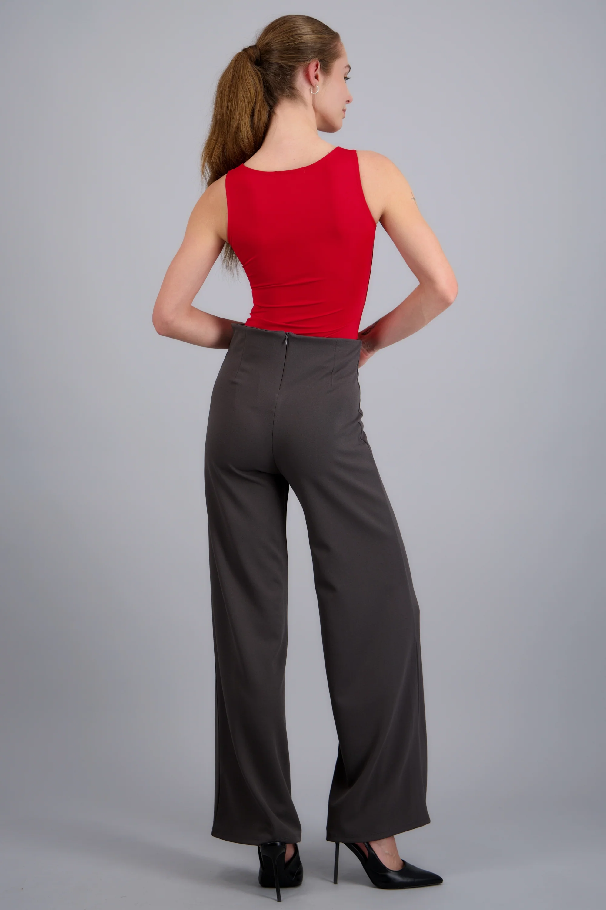 Pantalón Wide Leg Cintura Alta Costuras - Image 4