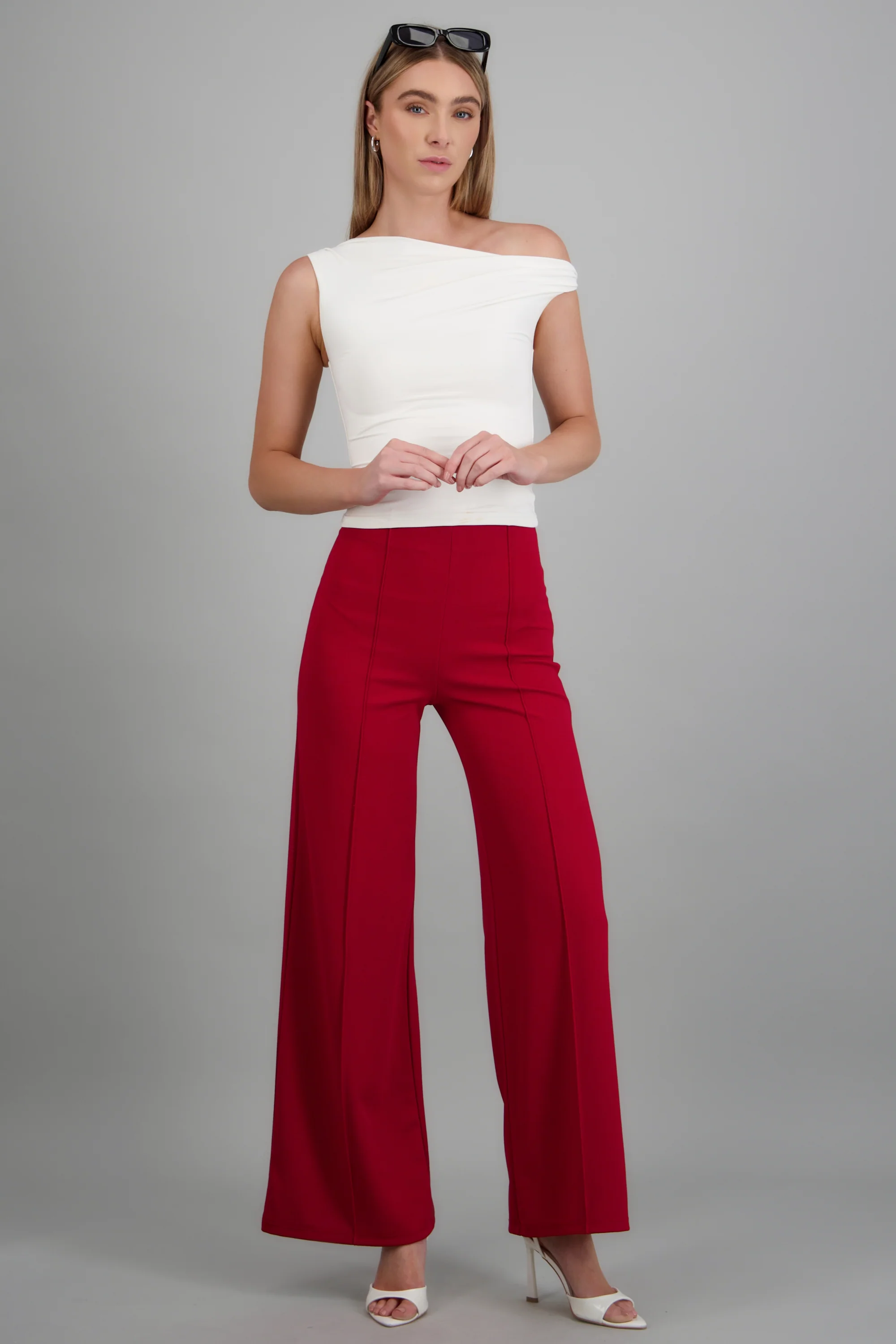 Pantalón Wide Leg Cintura Alta Costuras - Image 4