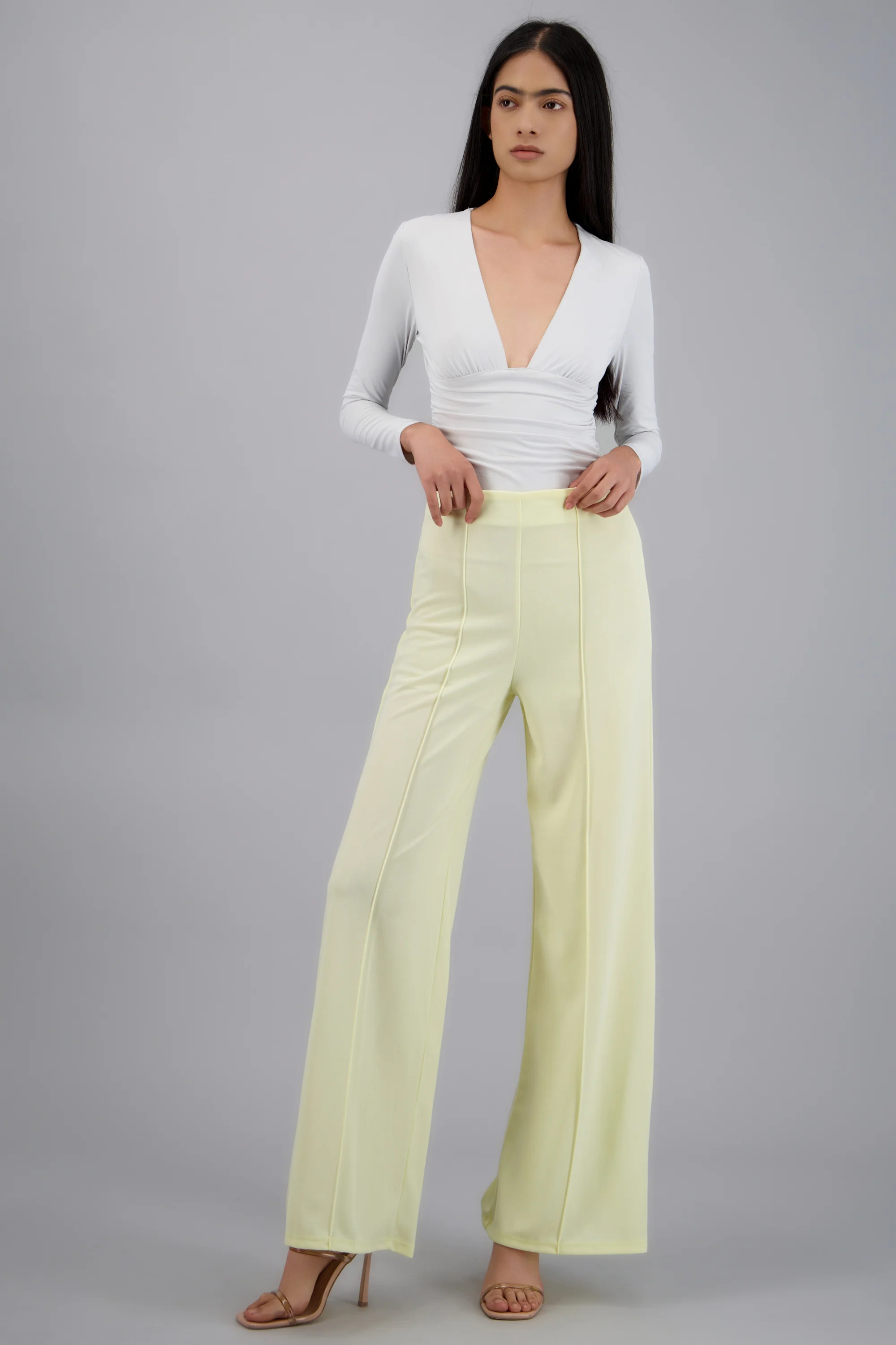 Pantalón Wide Leg Cintura Alta Costuras - Image 2