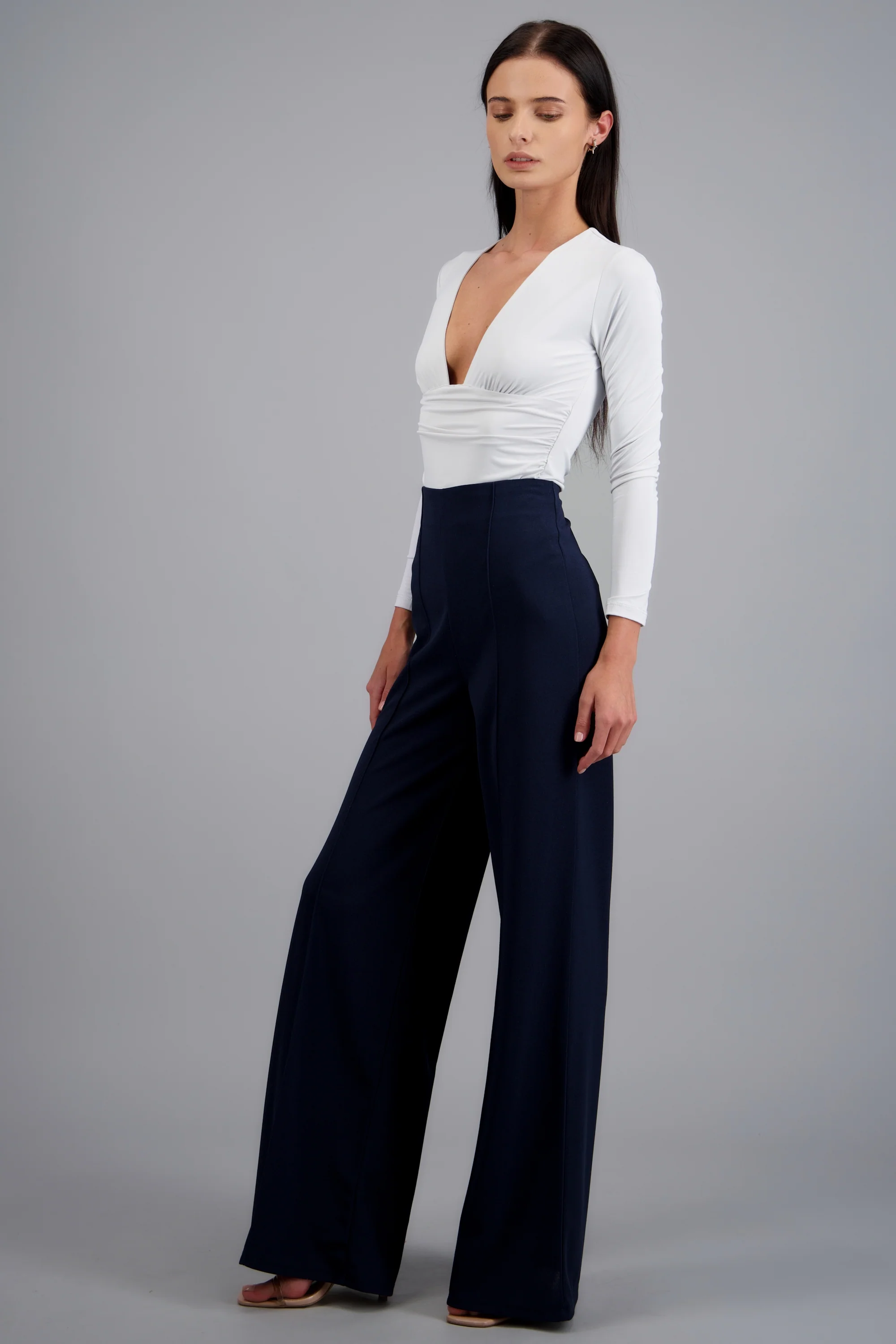 Pantalón Wide Leg Cintura Alta Costuras - Image 3