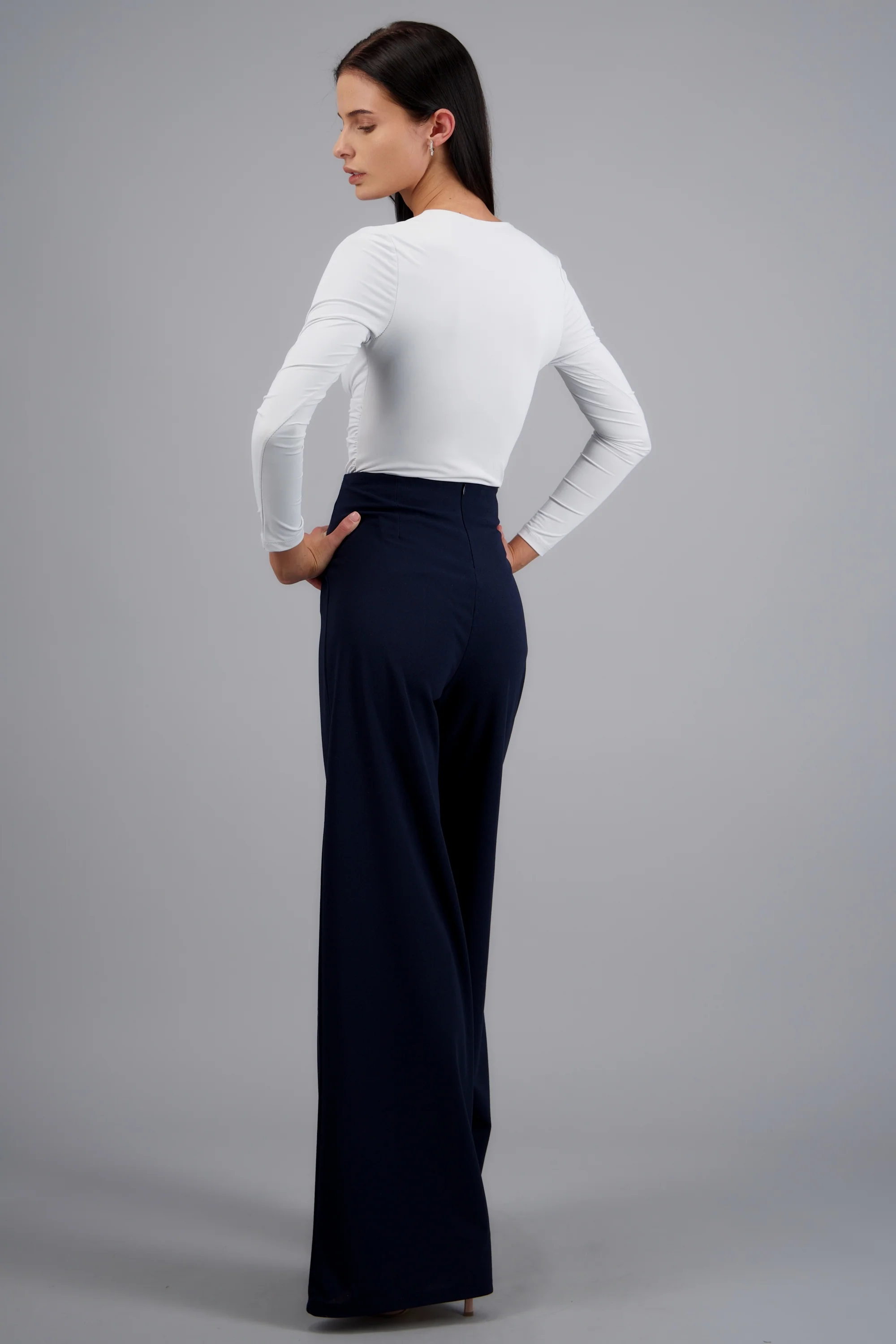 Pantalón Wide Leg Cintura Alta Costuras - Image 4