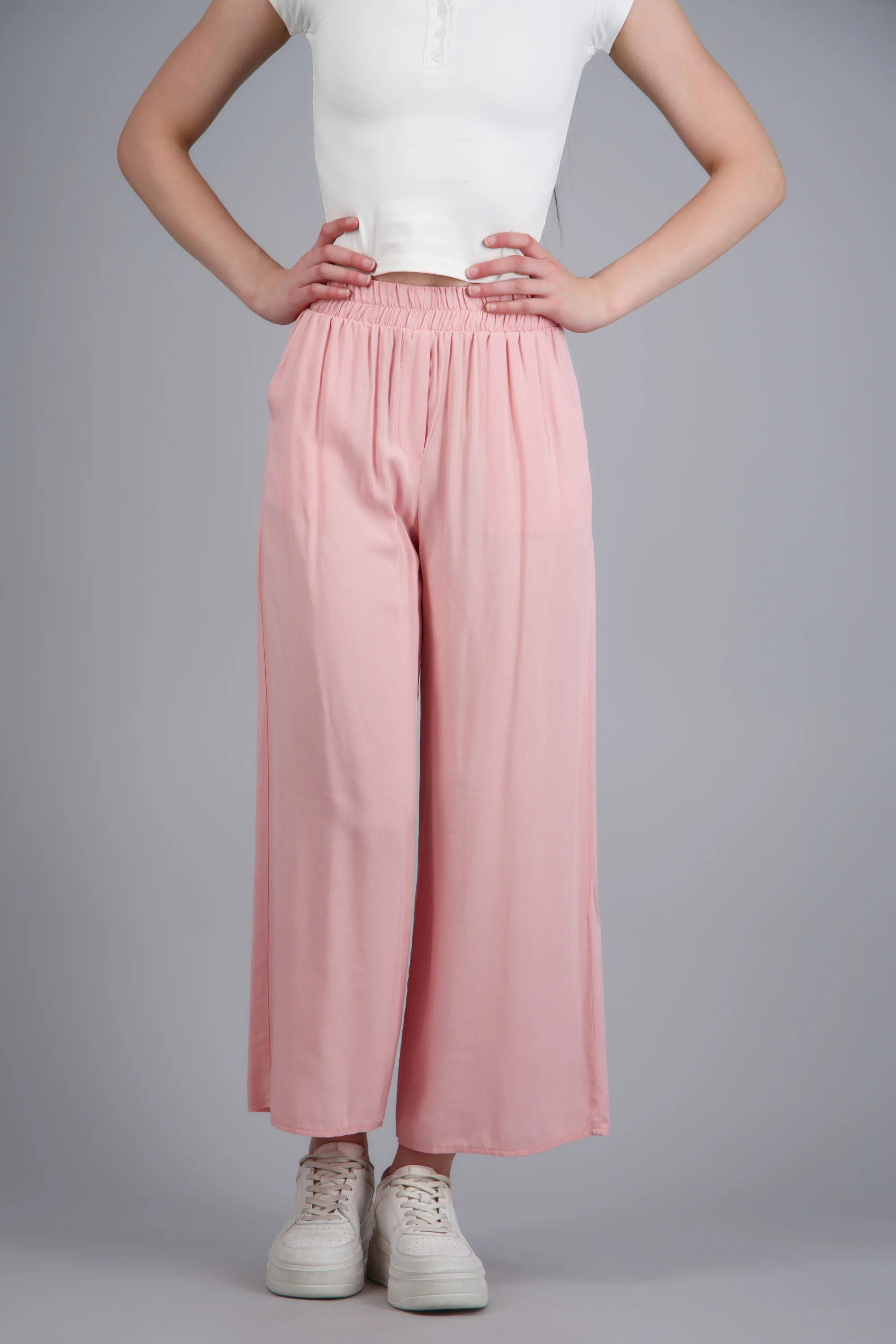 Pantalón Wide Leg Cintura Alta Fruncida - Image 3